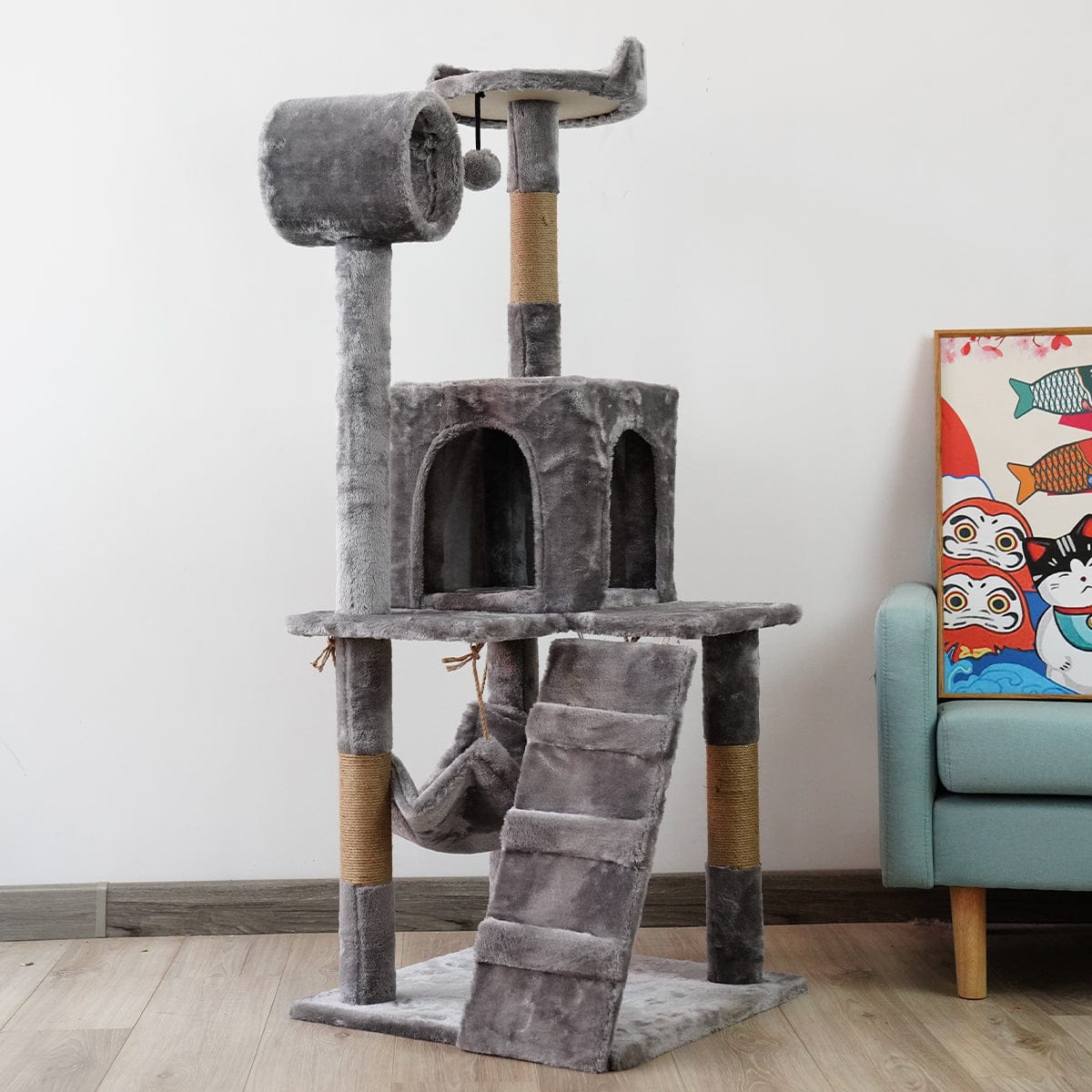 Furtastic Cat Tower Furtastic 135cm Cat Tree Scratching Post - Silver Grey