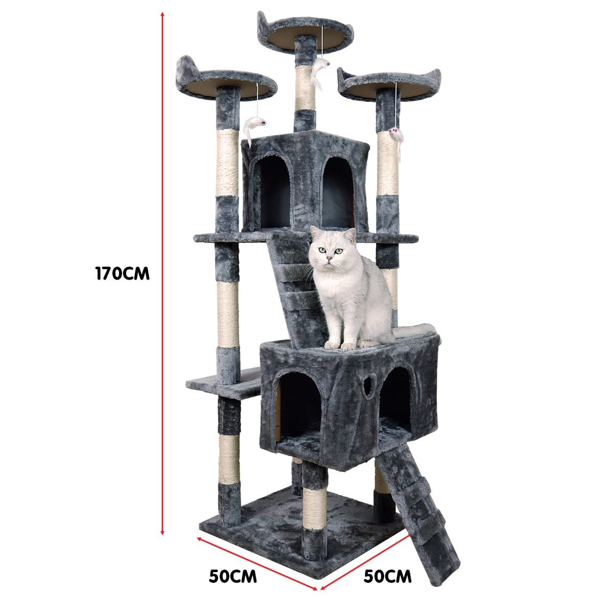 Furtastic Cat Tower Furtastic 170cm Cat Tree Scratching Post - Dark Grey