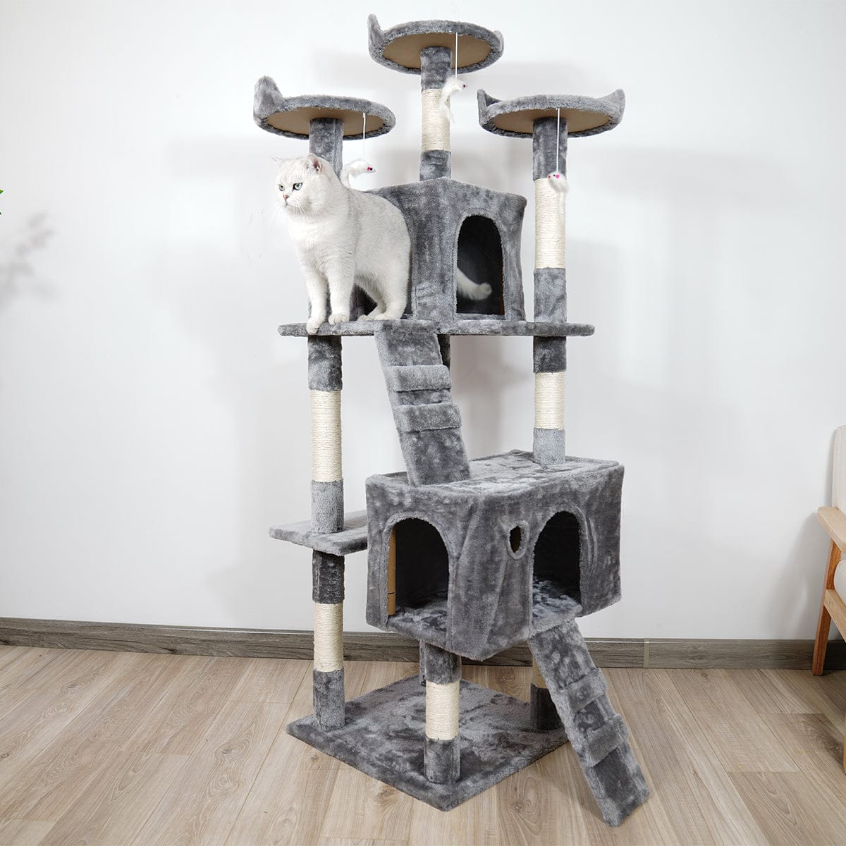 Furtastic Cat Tower Furtastic 170cm Cat Tree Scratching Post - Silver Grey