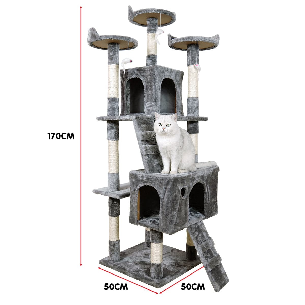 Furtastic Cat Tower Furtastic 170cm Cat Tree Scratching Post - Silver Grey