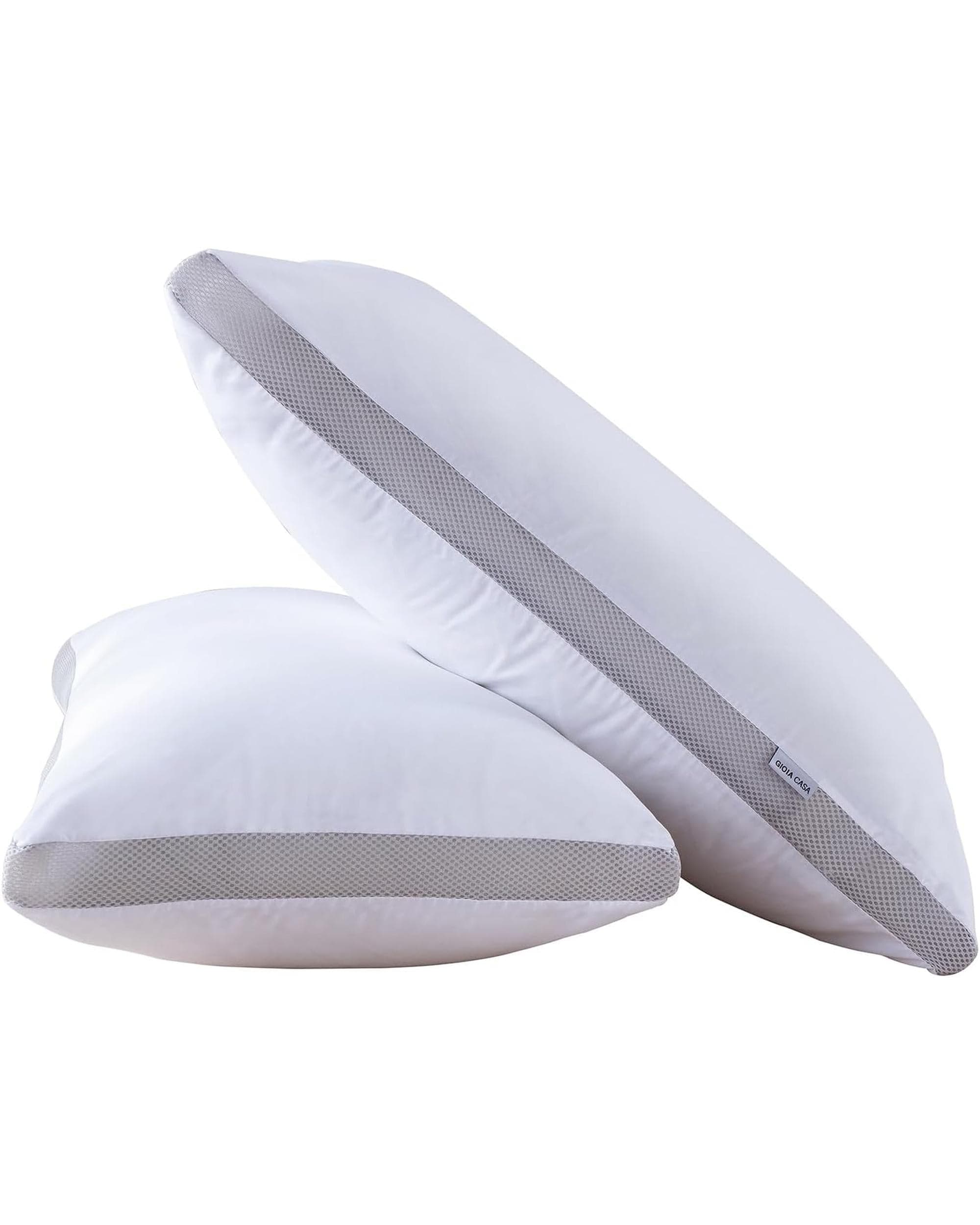 GIOIA CASA Pillows/Cushions Bamboo Cooling Pillows Twin Pack - Luxury Plush Down-Like Microfibre Pillows for Bedding - Ultra Soft, Comfy & Breathable Standard Pillows