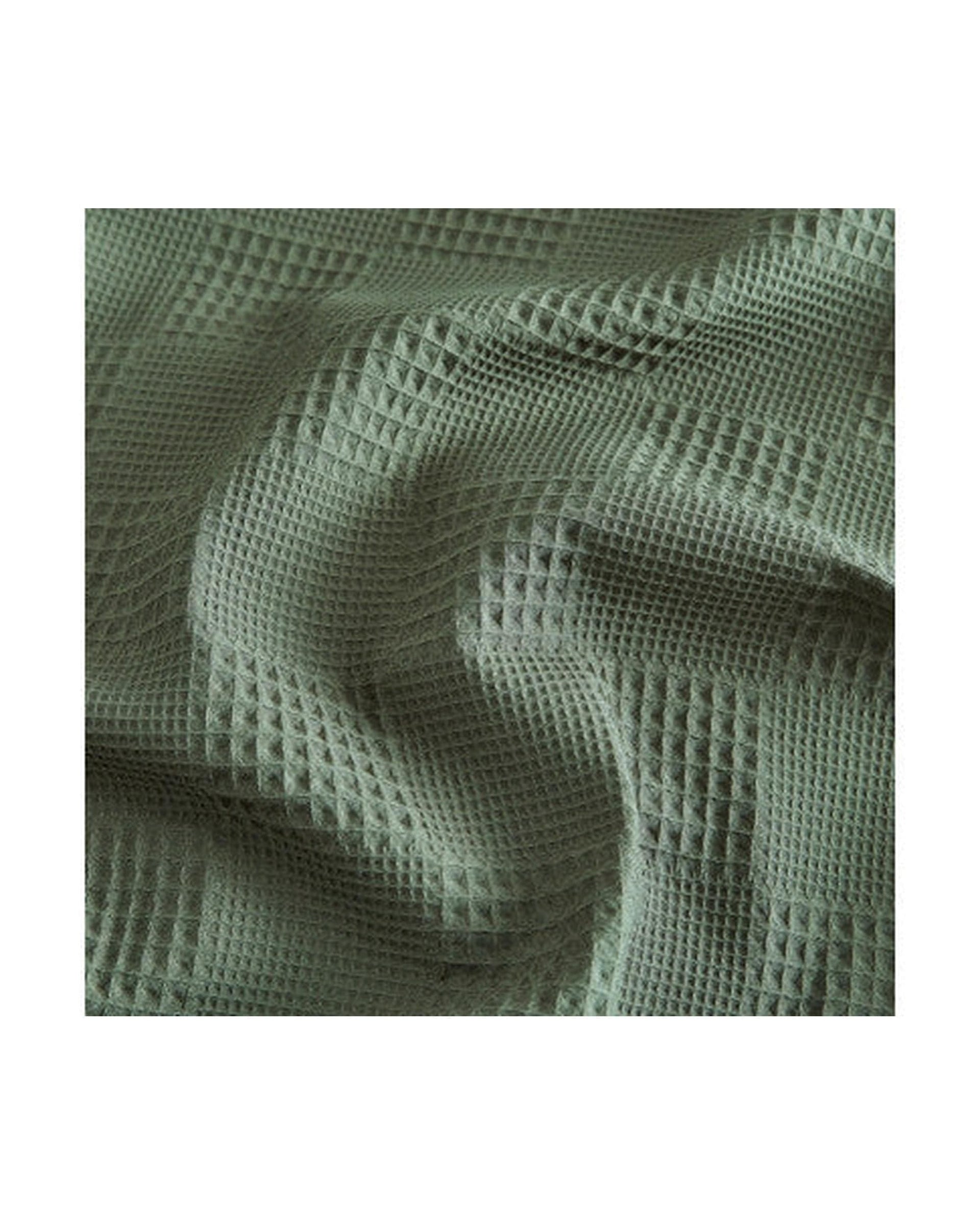 GIOIA CASA Quilt Cover GIOIA CASA 100% Cotton REVERSABLE checkered waffle quilt cover set - KHAKI GREEN
