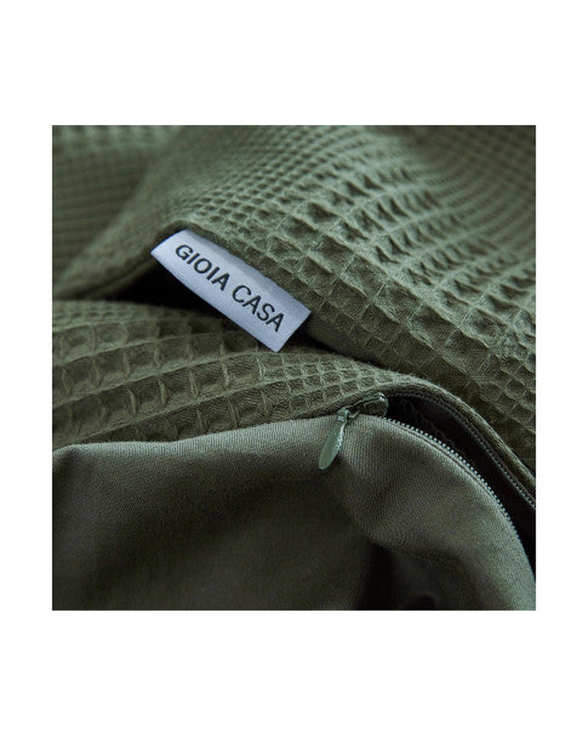 GIOIA CASA Quilt Cover GIOIA CASA 100% Cotton REVERSABLE checkered waffle quilt cover set - KHAKI GREEN