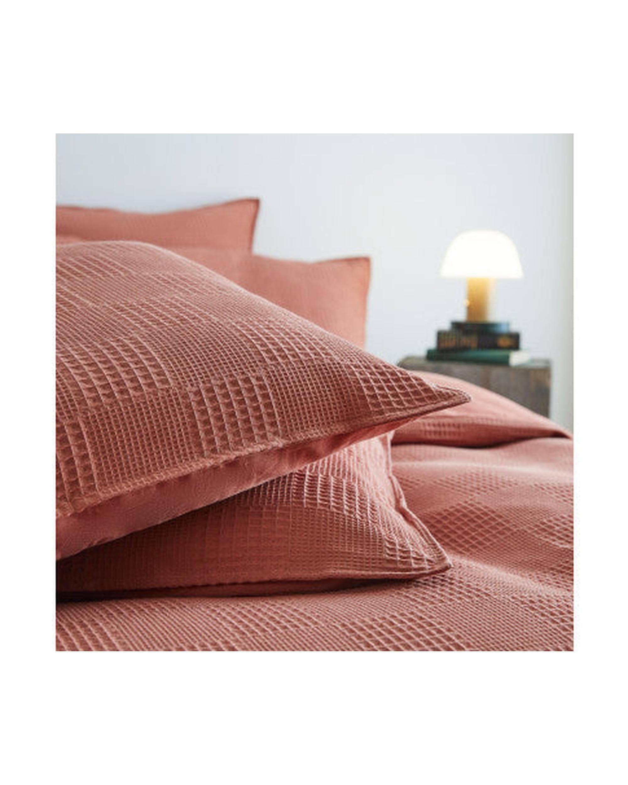 GIOIA CASA Quilt Cover GIOIA CASA 100% Cotton REVERSABLE checkered waffle quilt cover set - TERRACOTTA