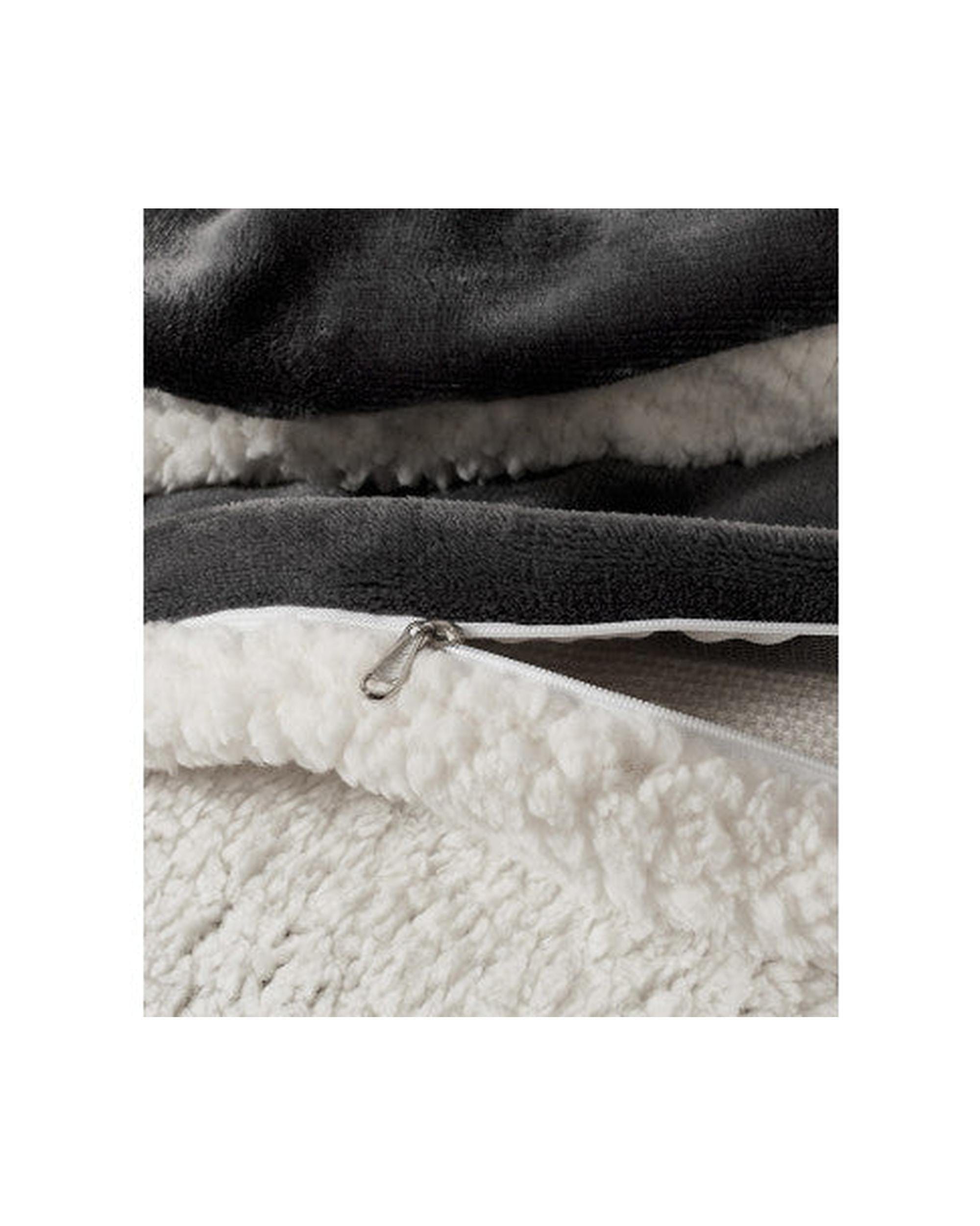 GIOIA CASA Quilt Cover GIOIA CASA 2 in 1 Teddy Sherpa Quilt Cover Set and Blanket - CHARCOAL