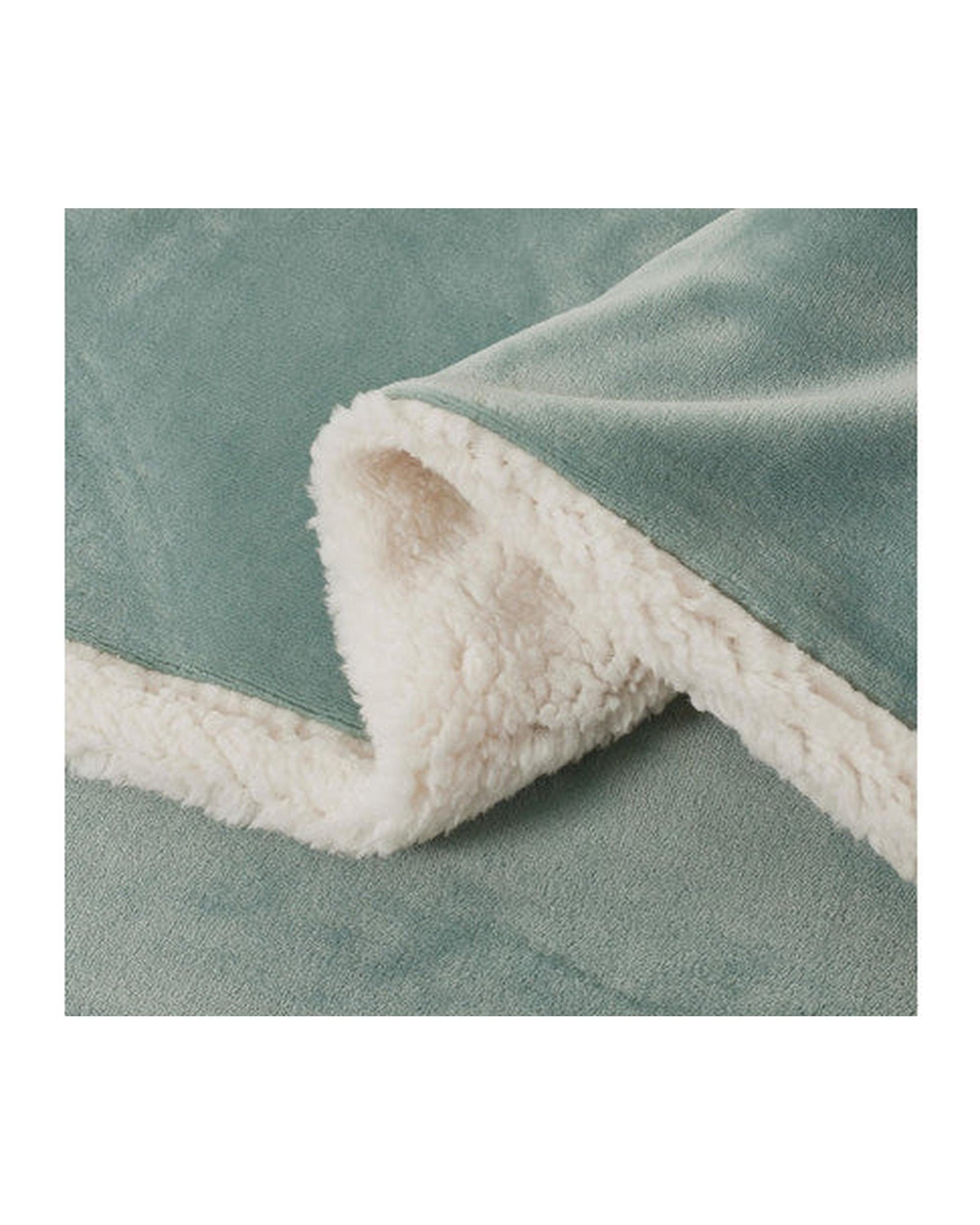 GIOIA CASA Quilt Cover GIOIA CASA 2 in 1 Teddy Sherpa Quilt Cover Set and Blanket - SAGE GREEN