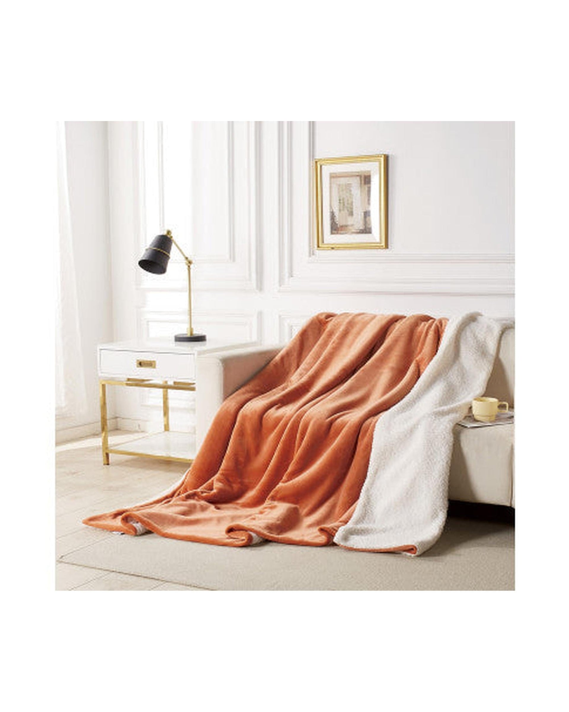 GIOIA CASA Quilt Cover GIOIA CASA 2 in 1 Teddy Sherpa Quilt Cover Set and Blanket - TERRACOTTA