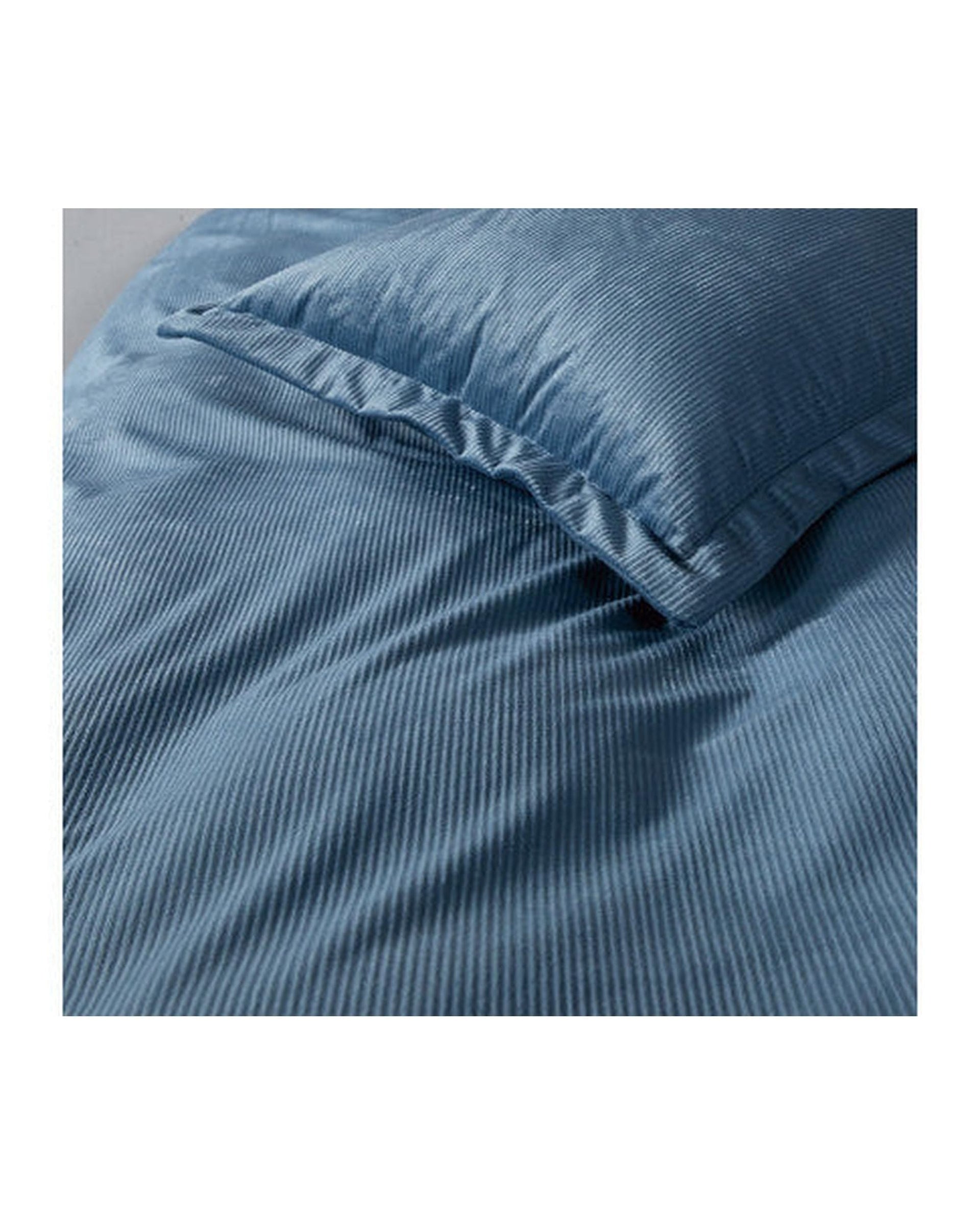 GIOIA CASA Quilt Cover GIOIA CASA Corduroy Velvet Queen Bed Quilt Cover Set - ASH BLUE
