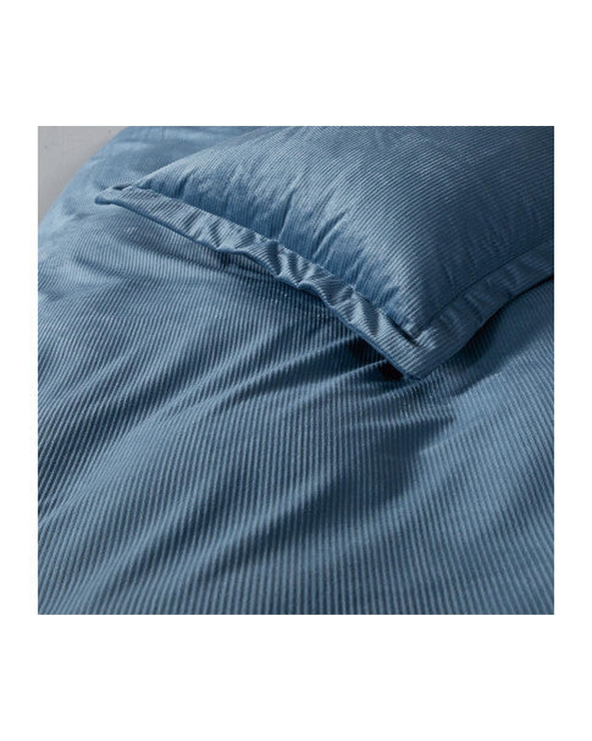 GIOIA CASA Quilt Cover GIOIA CASA Corduroy Velvet Queen Bed Quilt Cover Set - ASH BLUE
