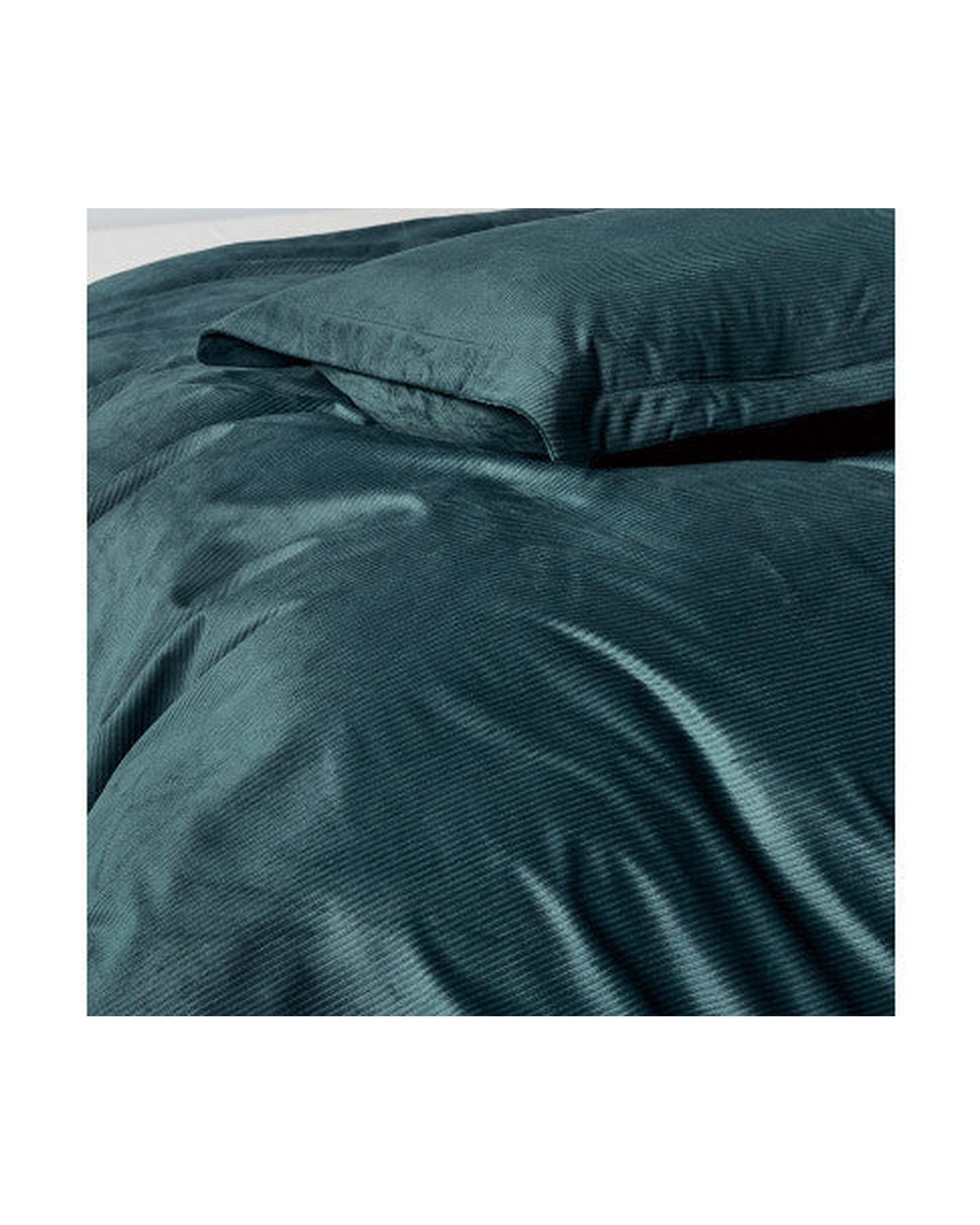 GIOIA CASA Quilt Cover GIOIA CASA Corduroy Velvet Queen Bed Quilt Cover Set - FOREST GREEN