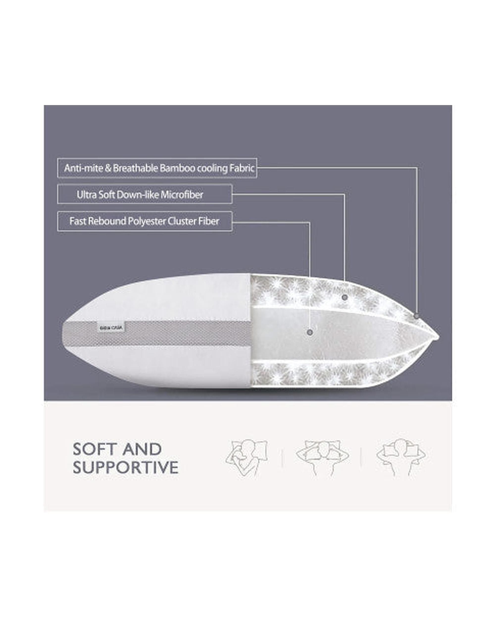 GIOIA CASA Pillows/Cushions GIOIA CASA Luxury Bamboo Cooling Twin pack plush down-like pillows