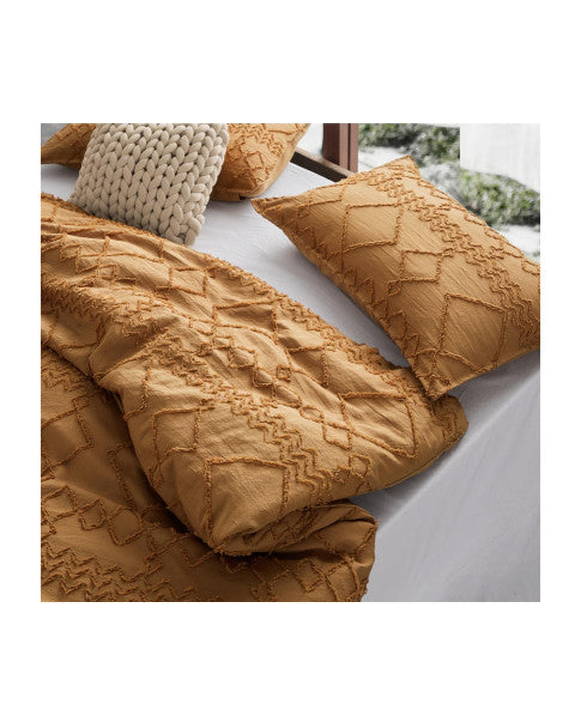 GIOIA CASA Quilt Cover GIOIA CASA Tufted ultra soft microfiber quilt cover set - CARAMEL