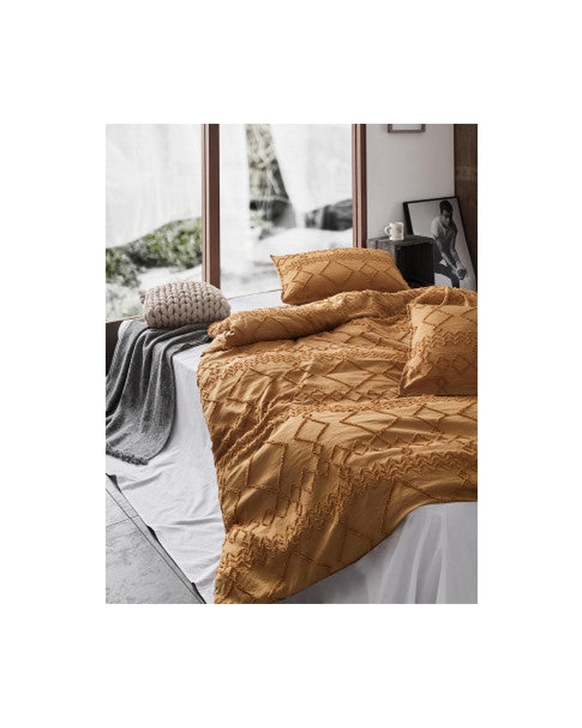 GIOIA CASA Quilt Cover GIOIA CASA Tufted ultra soft microfiber quilt cover set - CARAMEL