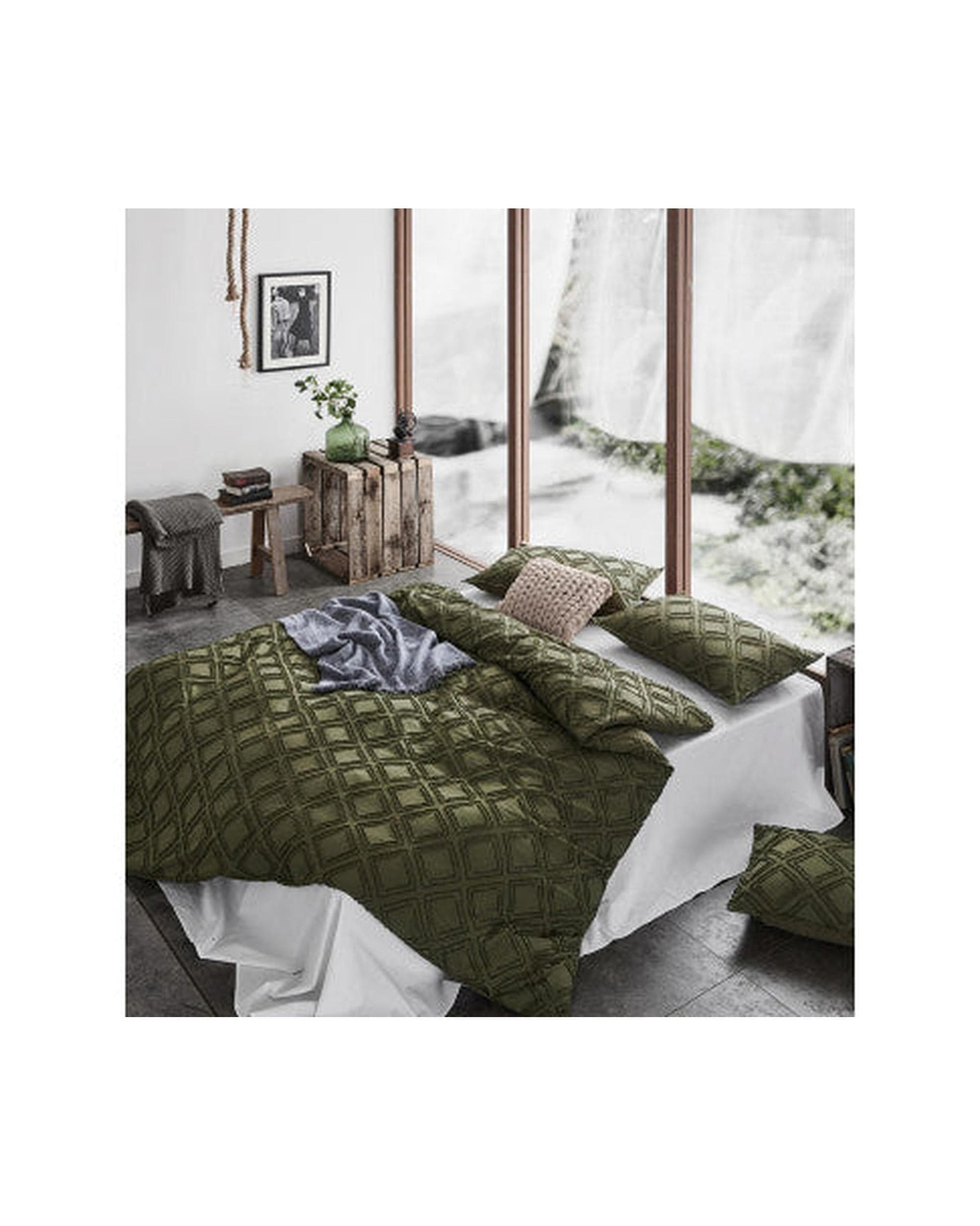 GIOIA CASA Quilt Cover GIOIA CASA Tufted ultra soft microfiber quilt cover set - KHAKI GREEN