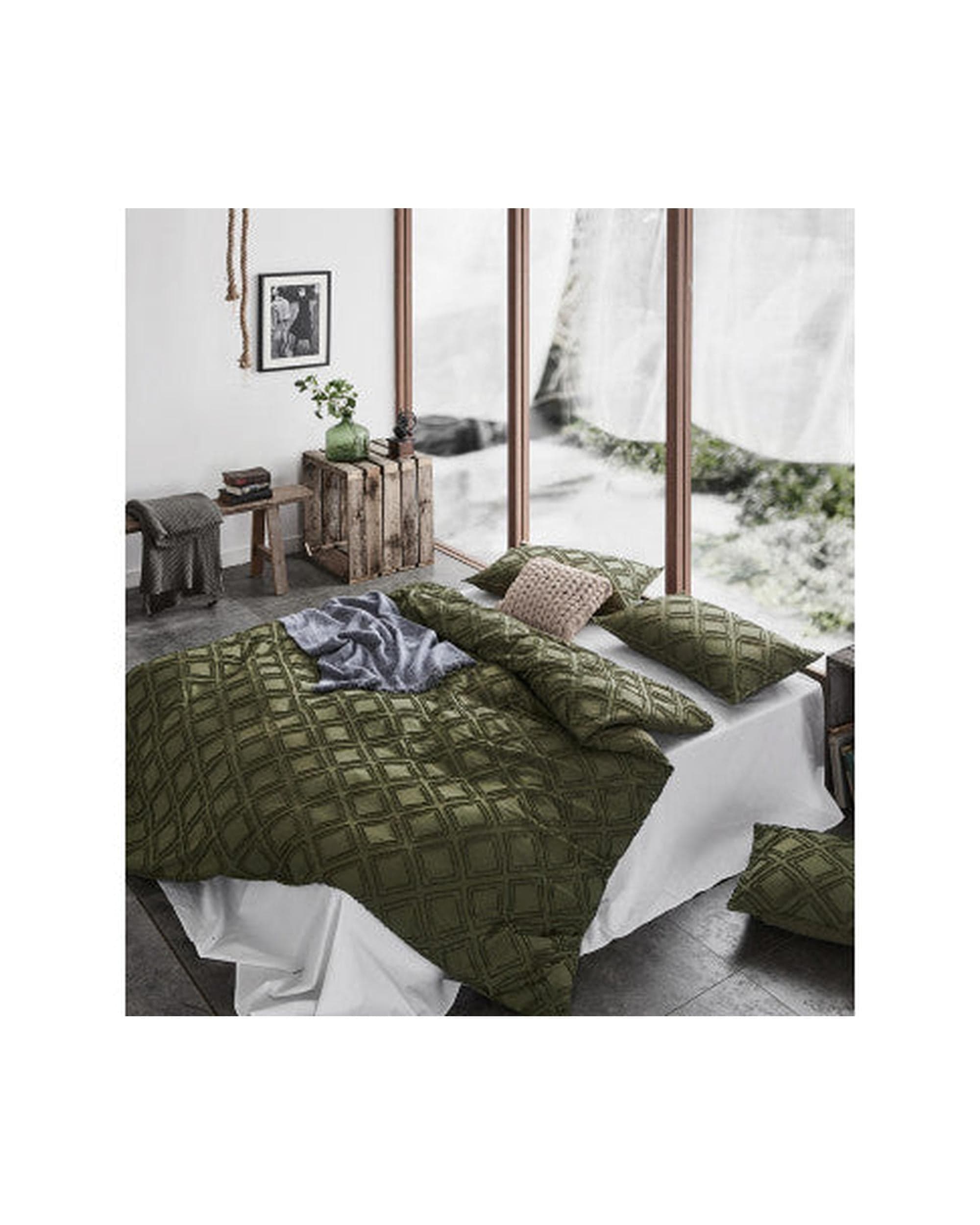 GIOIA CASA Quilt Cover GIOIA CASA Tufted ultra soft microfiber quilt cover set - KHAKI GREEN