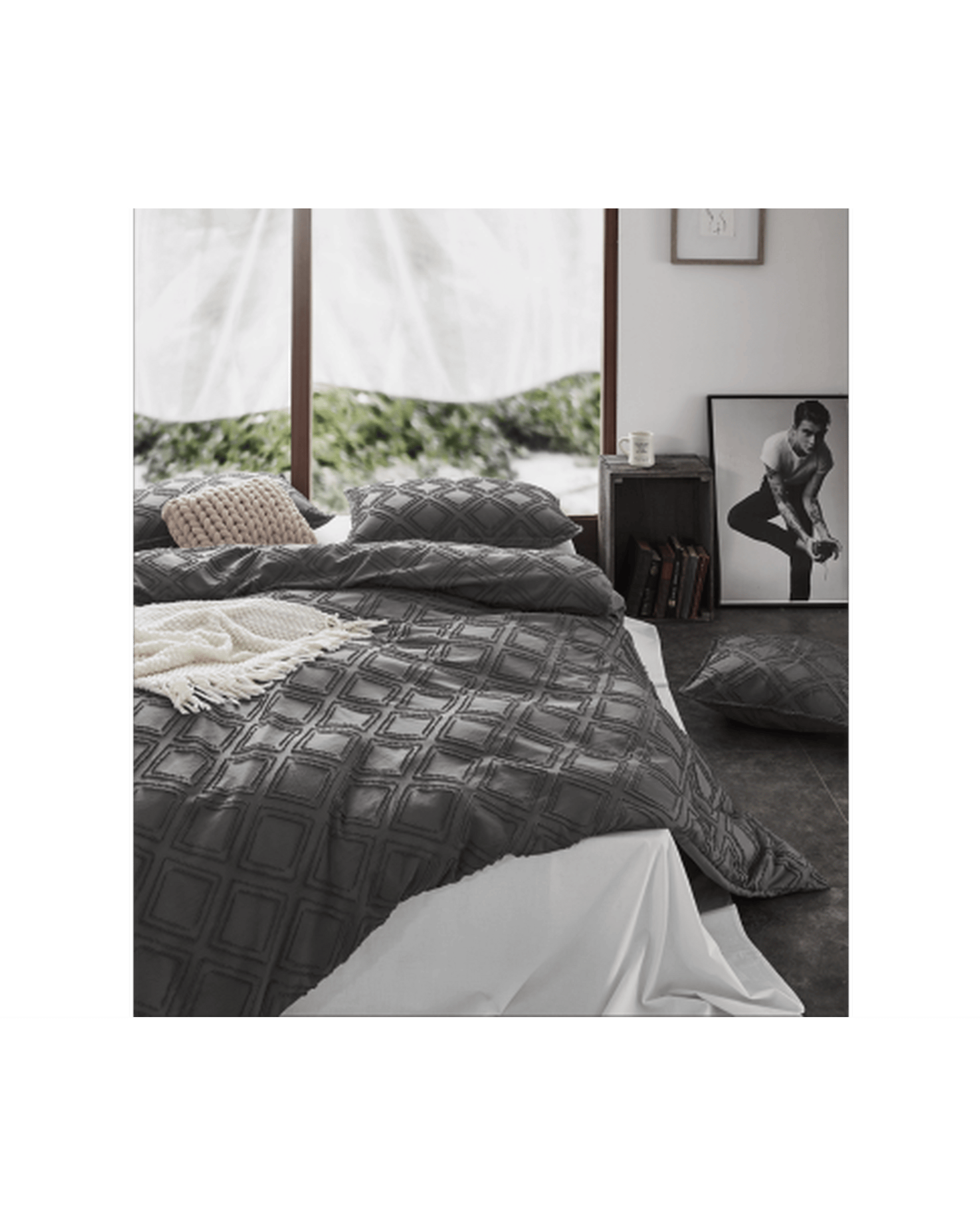 GIOIA CASA Quilt Cover GIOIA CASA Tufted ultra soft microfiber quilt cover set - SMOKE