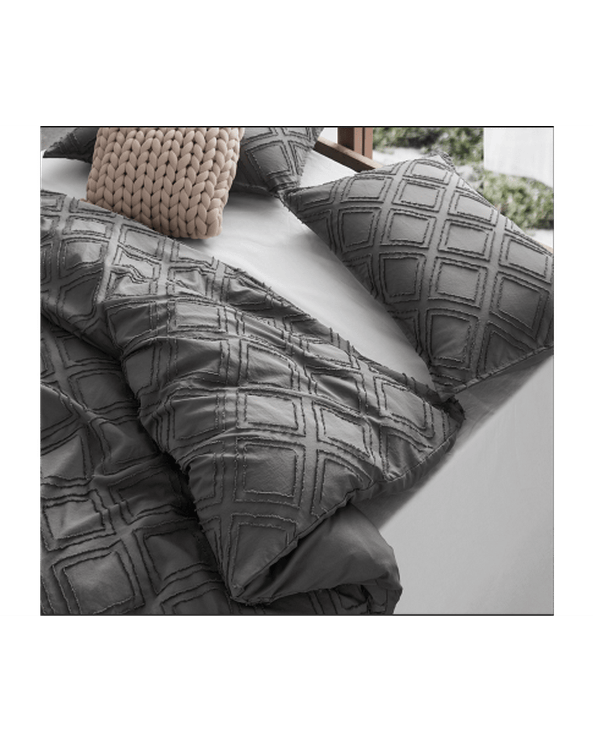 GIOIA CASA Quilt Cover GIOIA CASA Tufted ultra soft microfiber quilt cover set - SMOKE