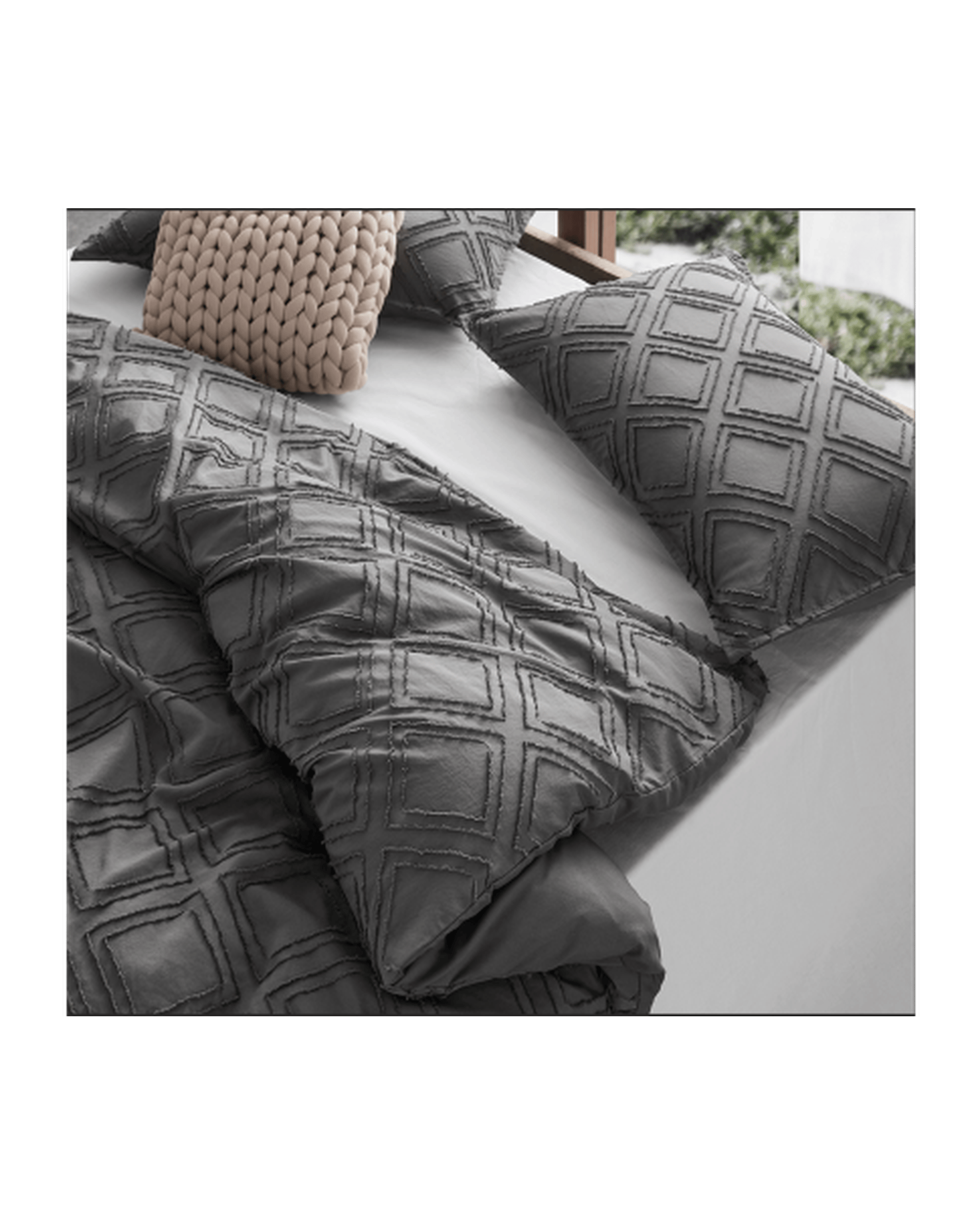 GIOIA CASA Quilt Cover GIOIA CASA Tufted ultra soft microfiber quilt cover set - SMOKE