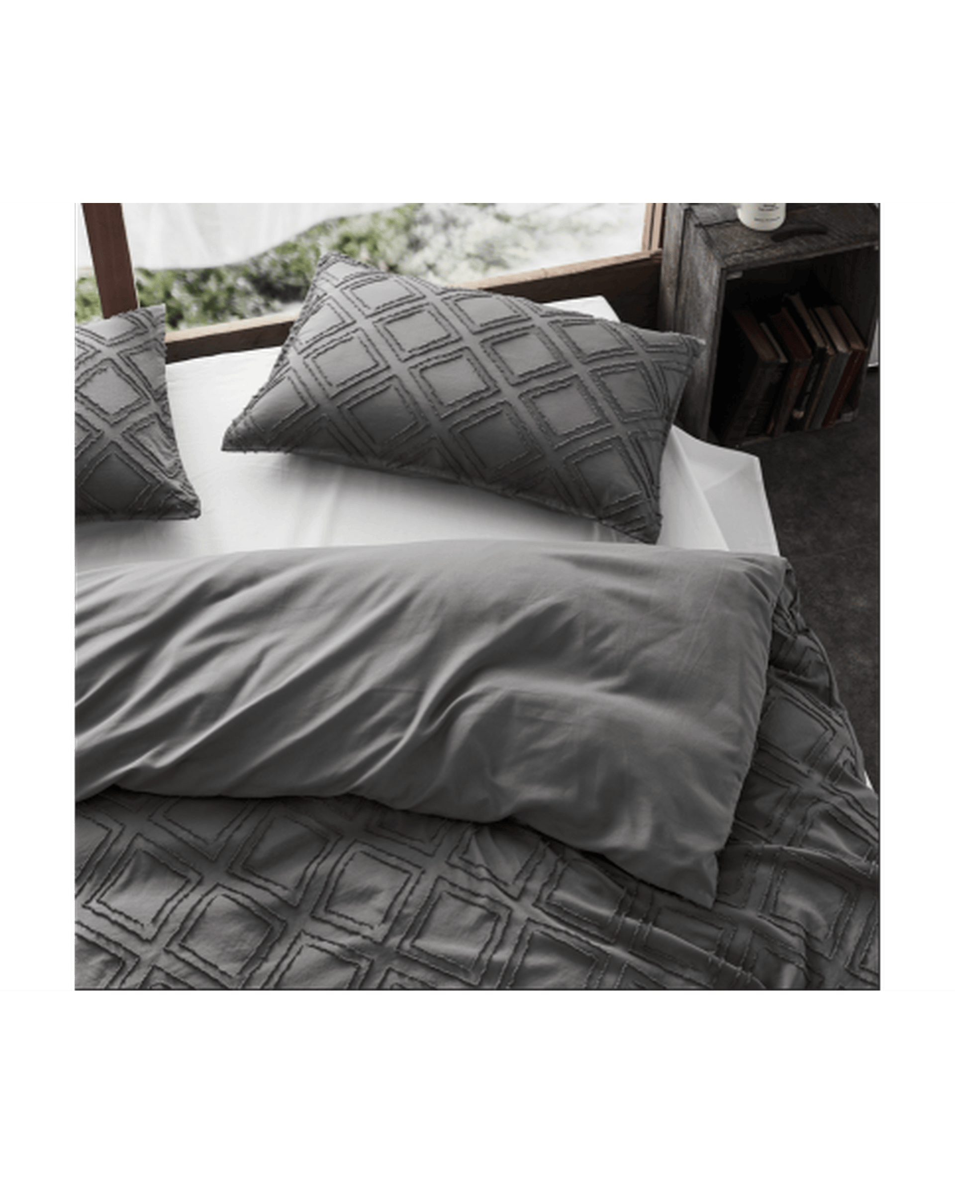 GIOIA CASA Quilt Cover GIOIA CASA Tufted ultra soft microfiber quilt cover set - SMOKE