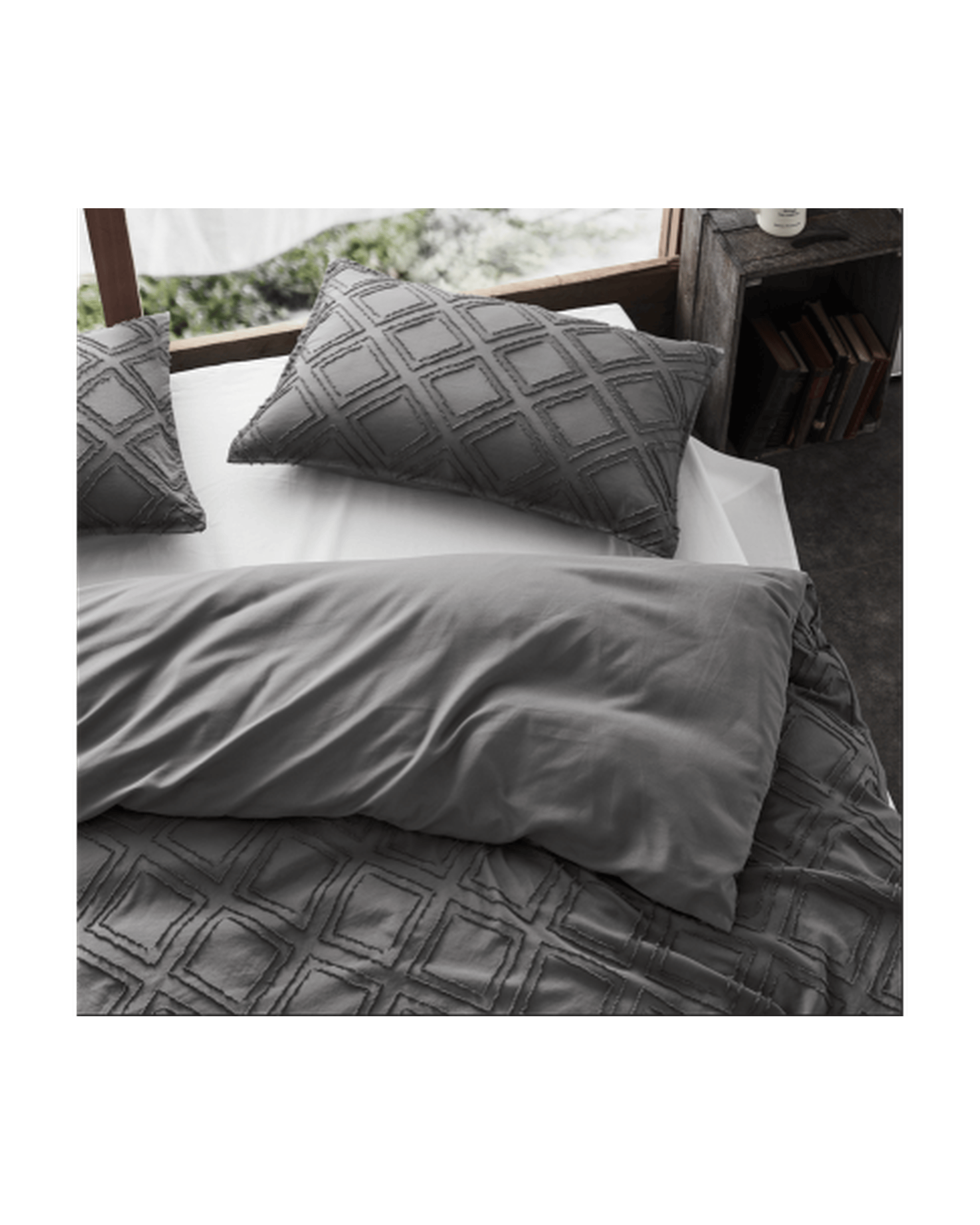 GIOIA CASA Quilt Cover GIOIA CASA Tufted ultra soft microfiber quilt cover set - SMOKE