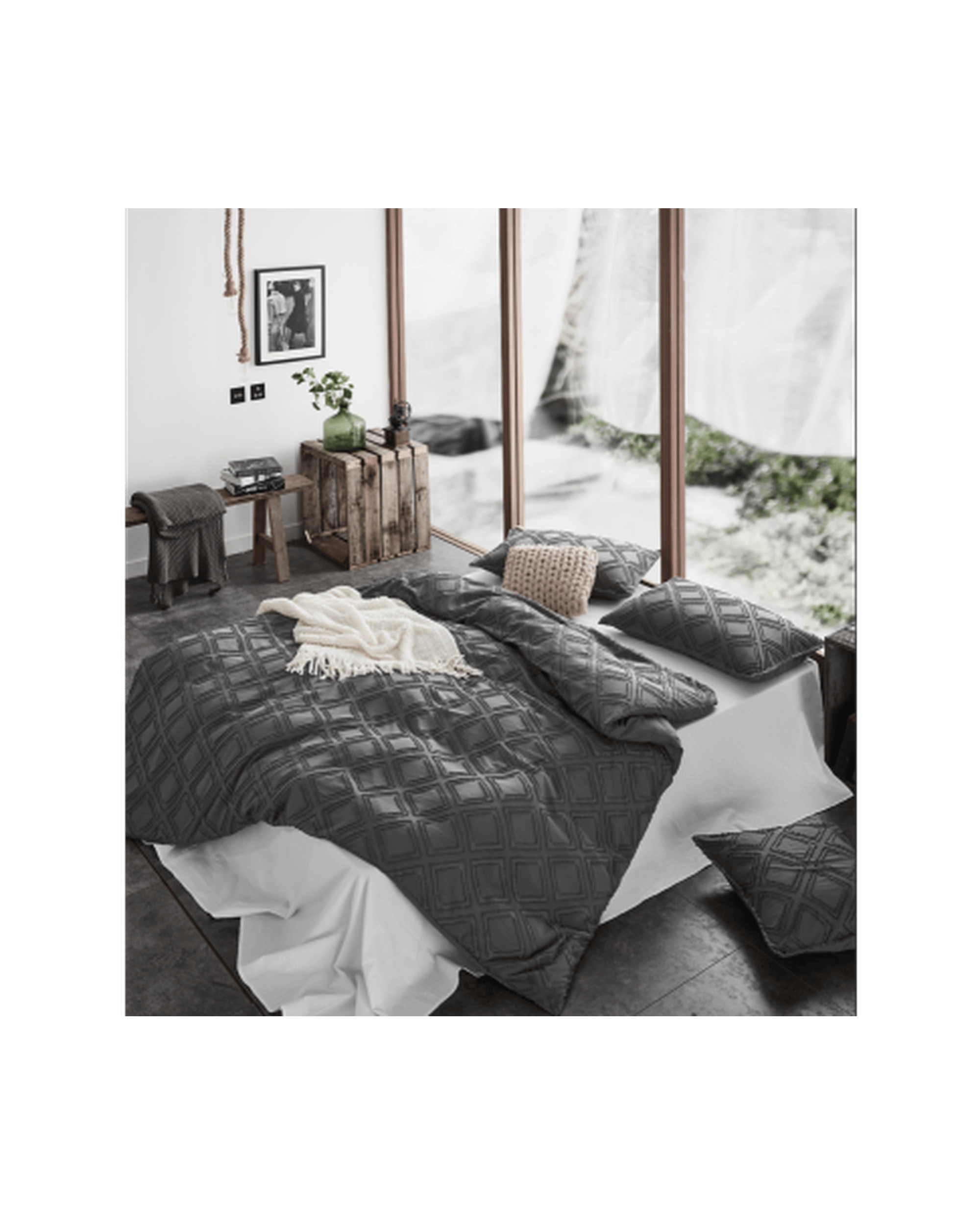 GIOIA CASA Quilt Cover GIOIA CASA Tufted ultra soft microfiber quilt cover set - SMOKE