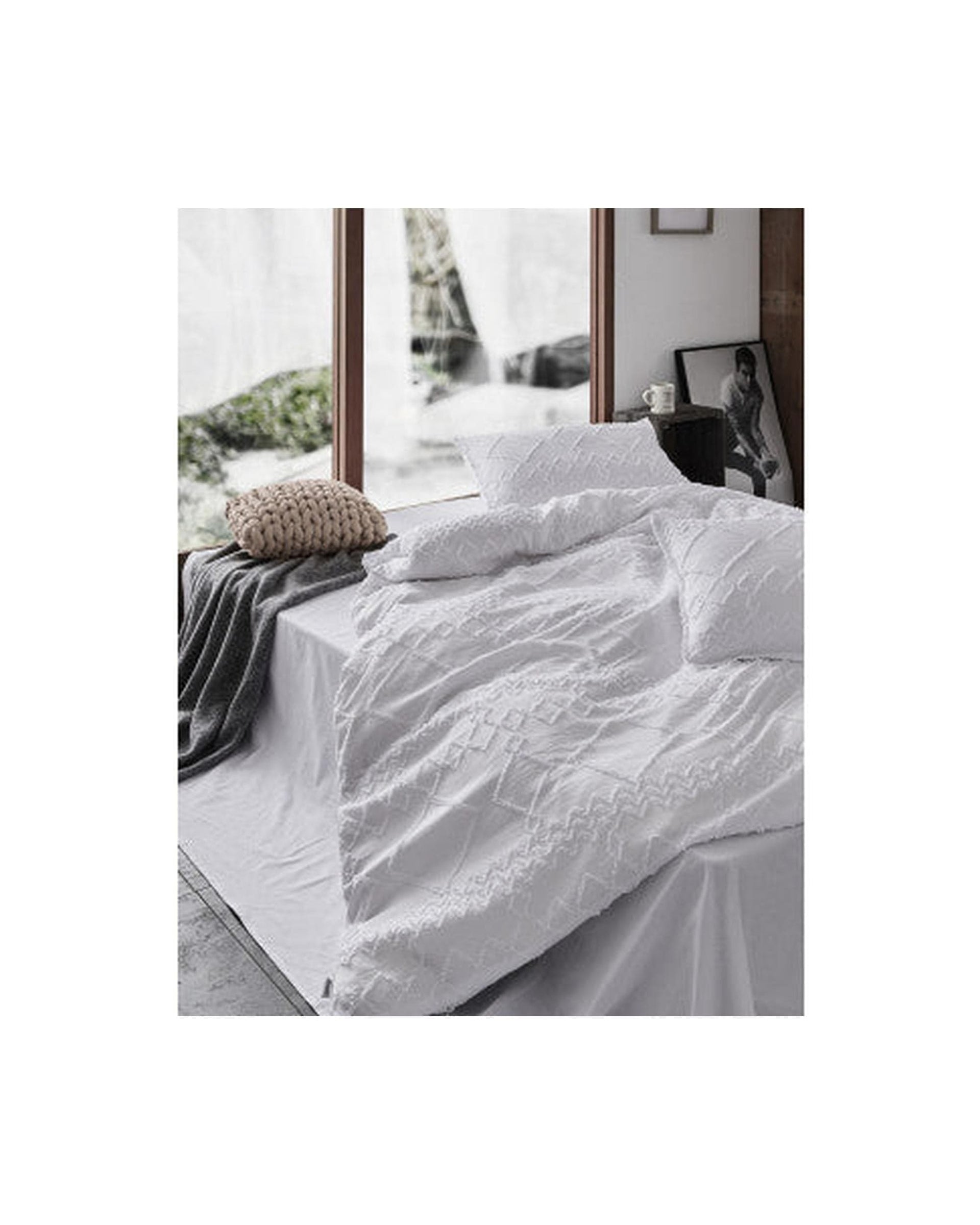 GIOIA CASA Quilt Cover GIOIA CASA Tufted ultra soft microfiber quilt cover set - WHITE