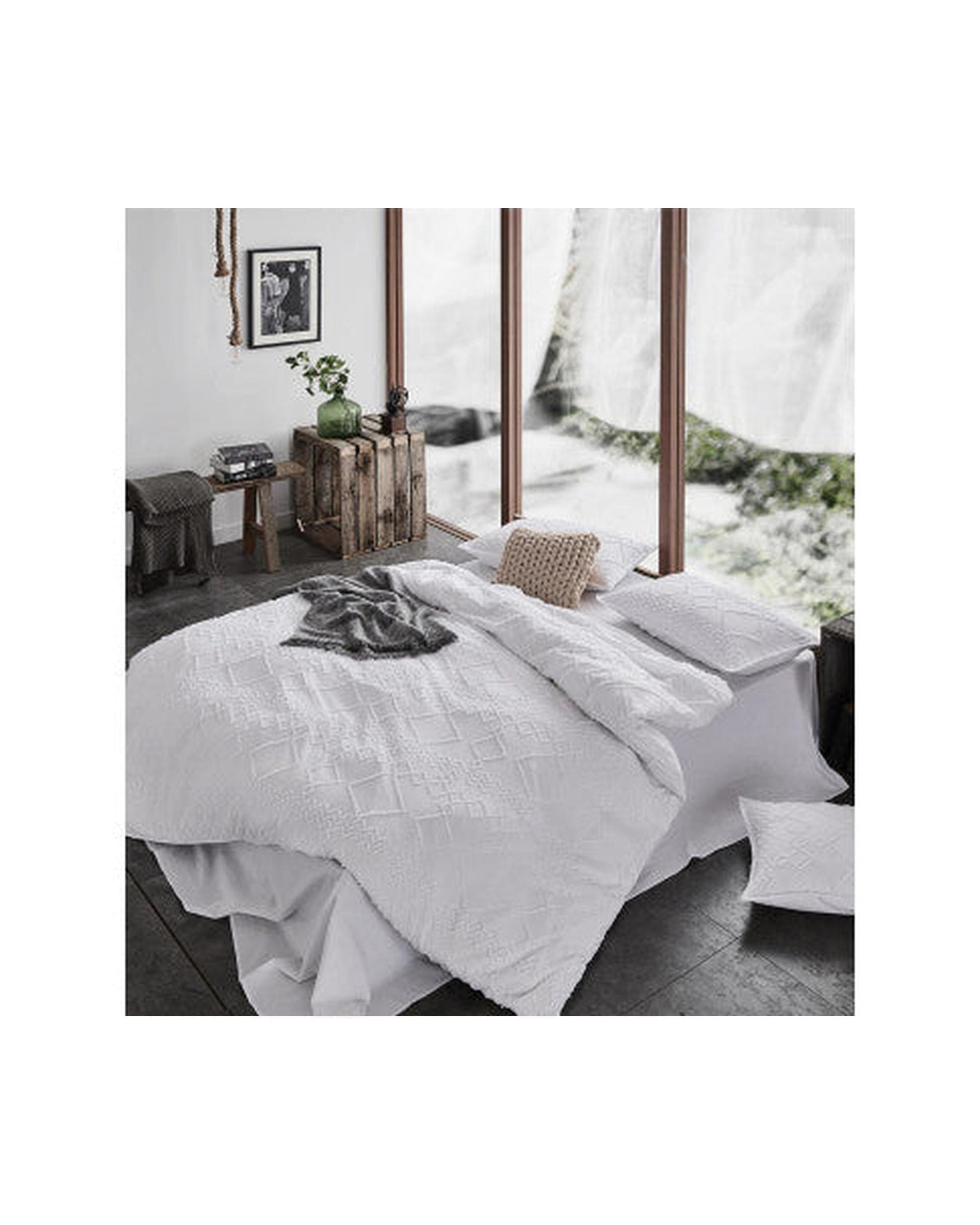GIOIA CASA Quilt Cover GIOIA CASA Tufted ultra soft microfiber quilt cover set - WHITE
