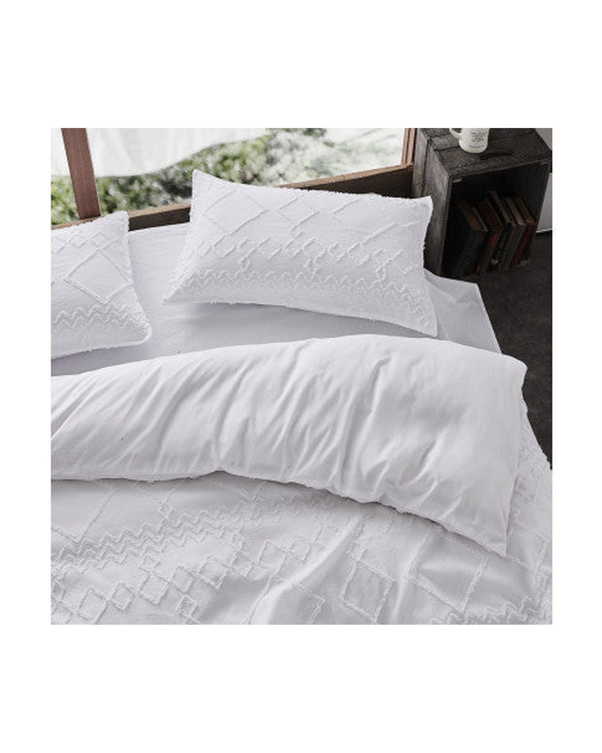 GIOIA CASA Quilt Cover GIOIA CASA Tufted ultra soft microfiber quilt cover set - WHITE