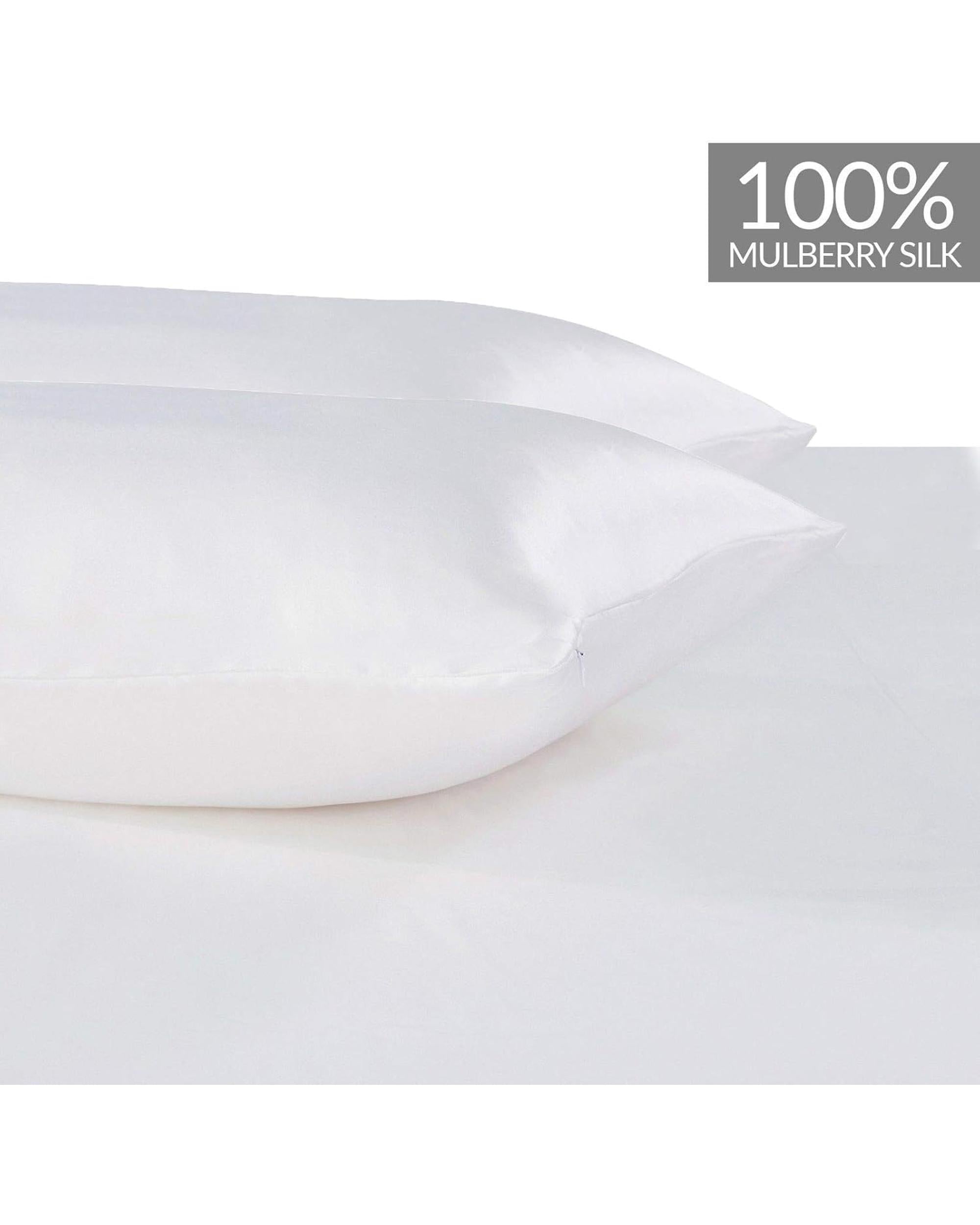 GIOIA CASA Pillowcase Luxury Pillowcase 2 Pack - 100% Pure Mulberry Silk on Both Sides - White
