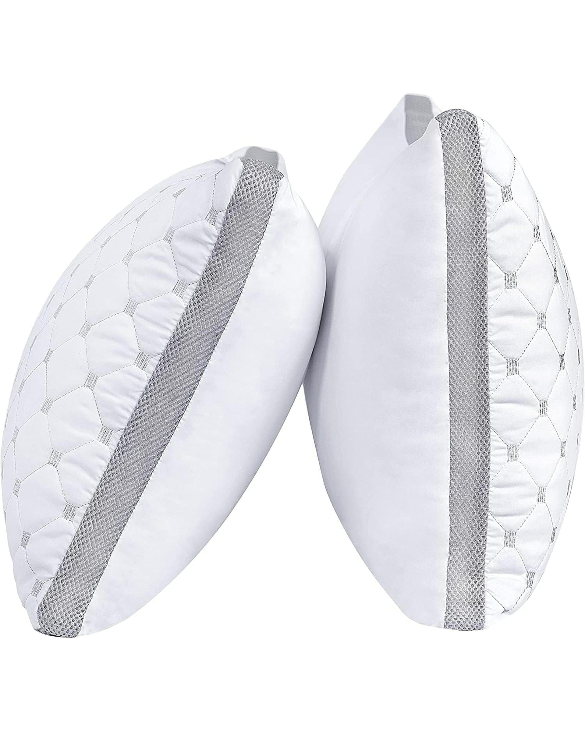 GIOIA CASA Pillows/Cushions Premium Bamboo Cooling Twin Pack Plush Down-Like Pillows - Medium to High Profile (2PCS) - with Free 2 Quilted Pillow Protectors (Improved Version)