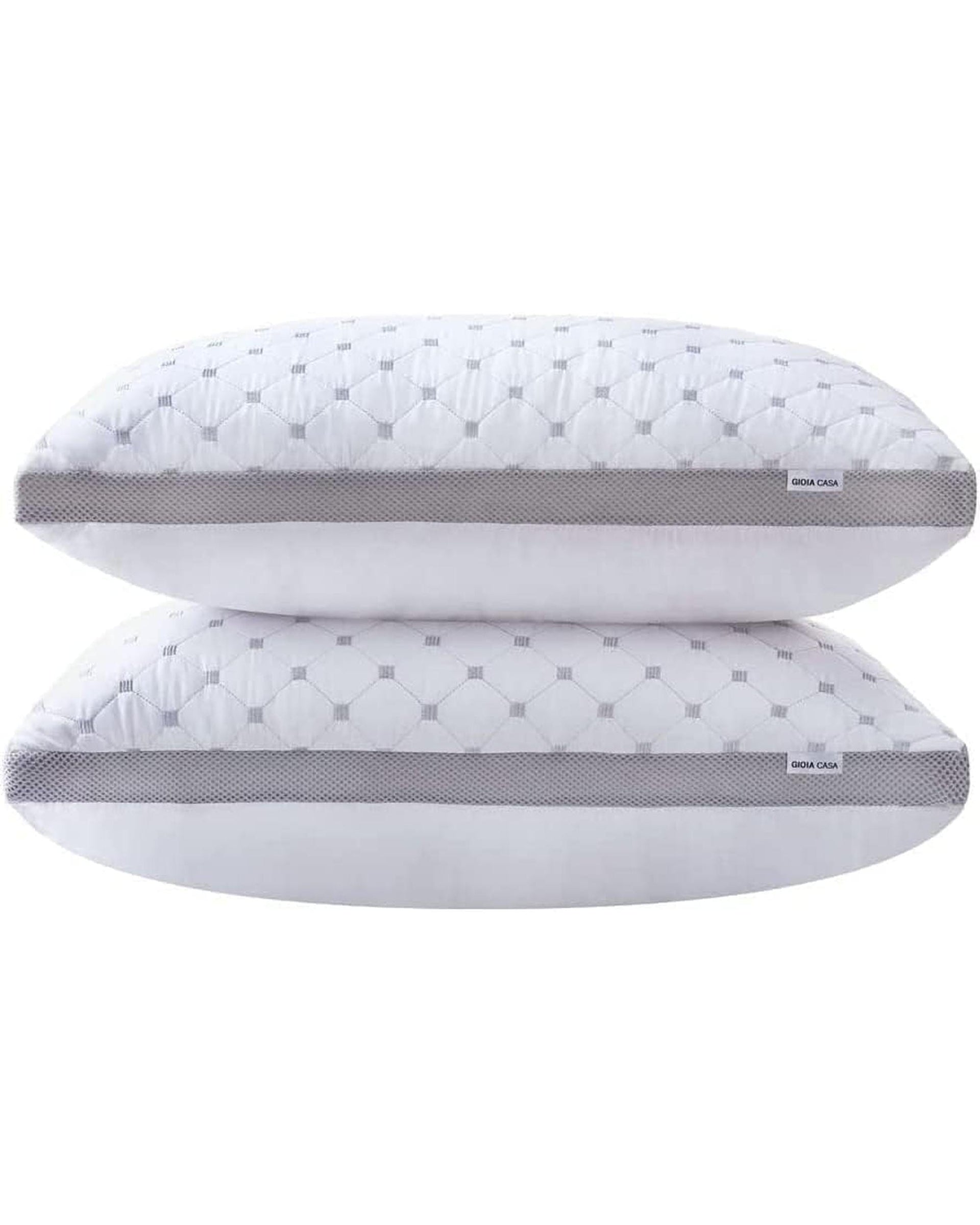 GIOIA CASA Pillows/Cushions Premium Bamboo Cooling Twin Pack Plush Down-Like Pillows - Medium to High Profile (2PCS) - with Free 2 Quilted Pillow Protectors (Improved Version)