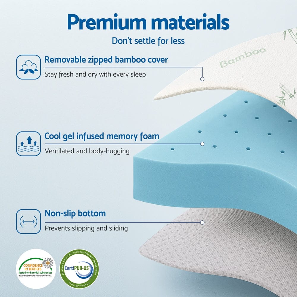 Giselle Mattress Topper 12cm Memory Foam Mattress Topper Ventilated Cool Gel Bamboo Cover
