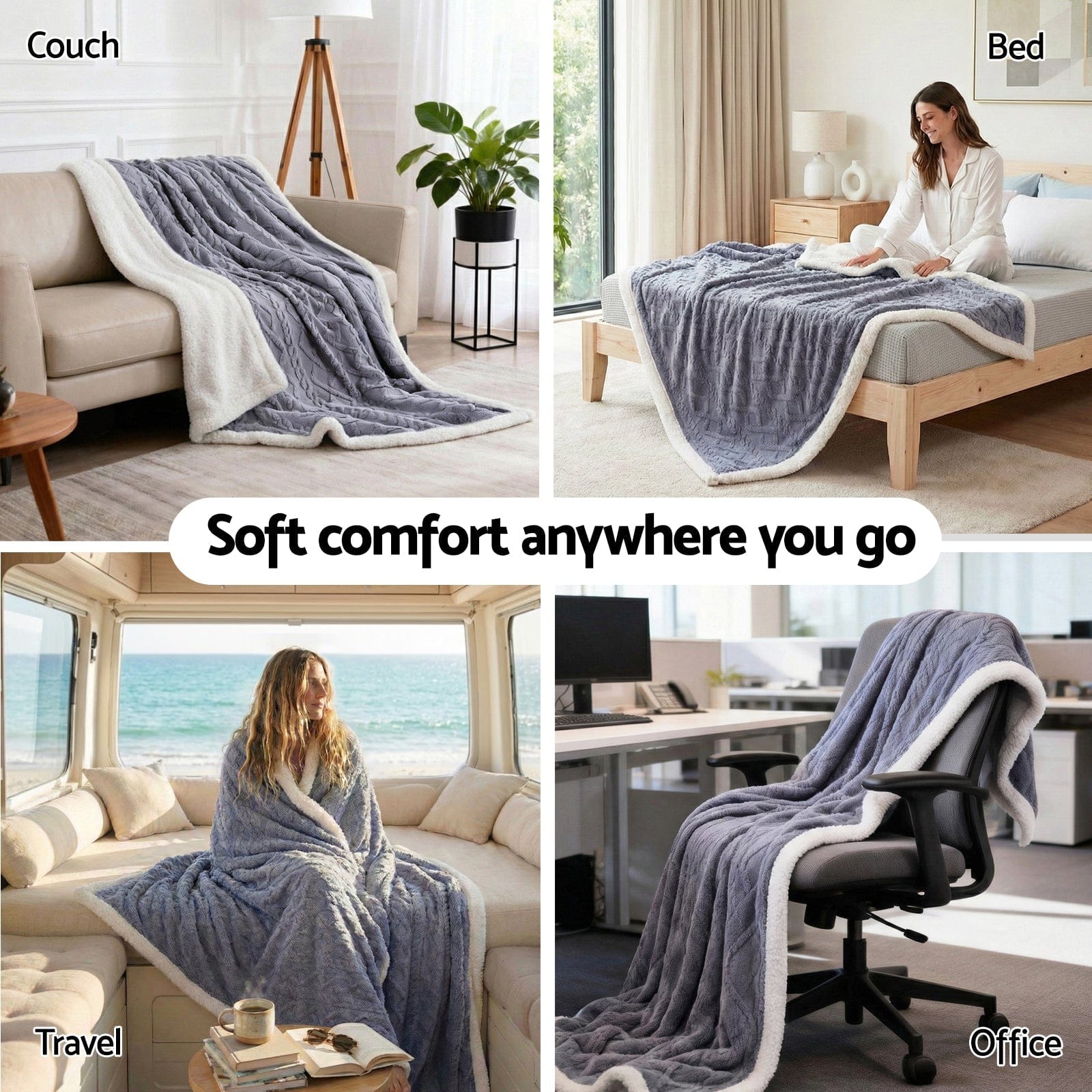 Giselle Blanket 203x230cm Throw Blanket Double-Sided Fleece Lightweight For Sofa Couch Bed