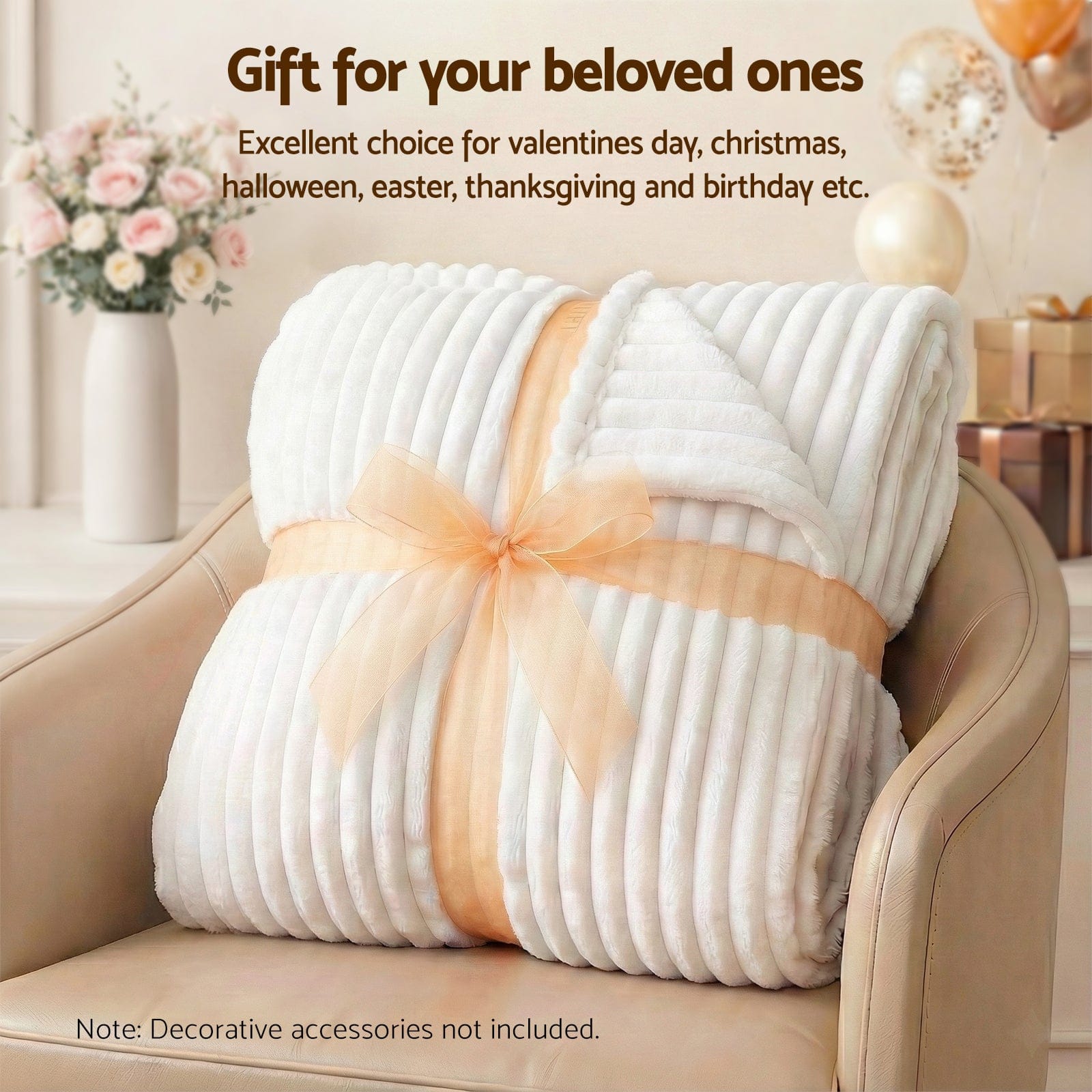 Giselle Blanket 203x230cm Throw Blanket Fleece Soft Lightweight Cozy Sofa Couch Bed Throw