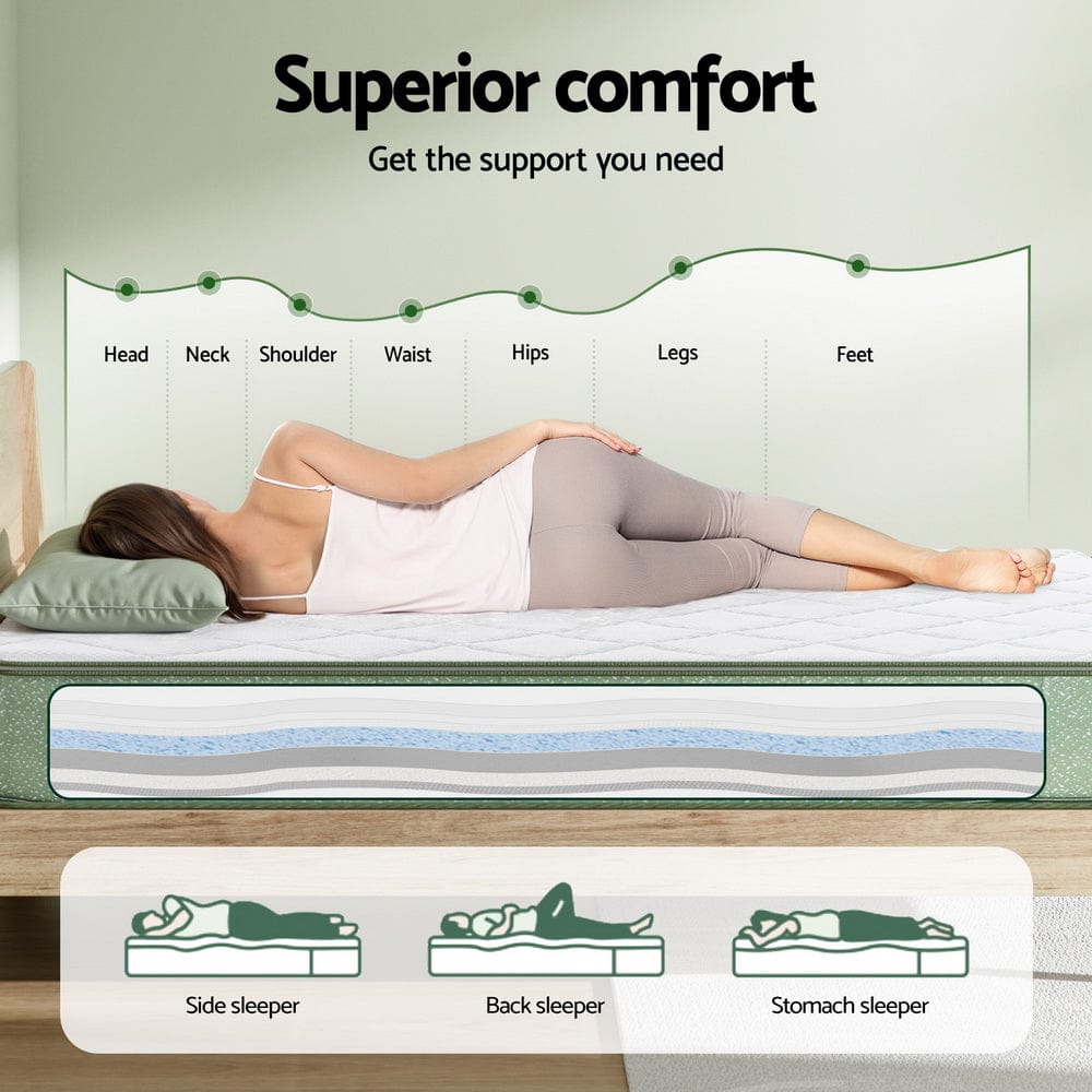 Giselle Mattresses 25cm Memory Foam Mattress Dual Layer Zipper Cover Cool Charcoal Foam Mattresses