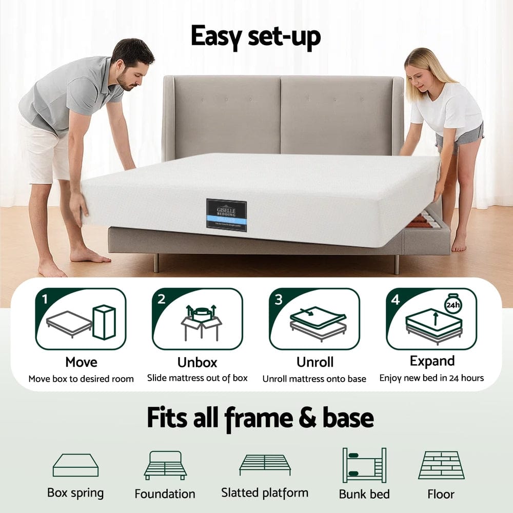 Giselle Mattresses 25cm Memory Foam Mattress Dual Layer Zipper Cover Cool Charcoal Foam Mattresses