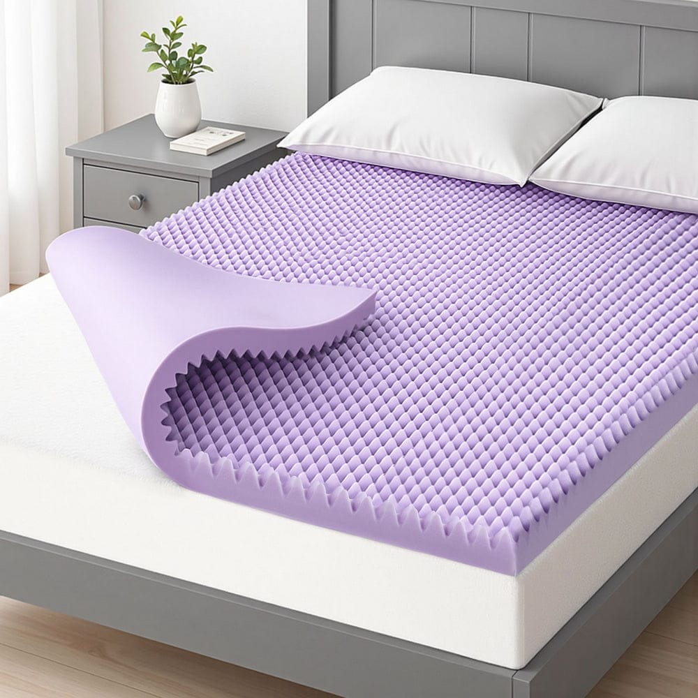 Giselle Mattress Topper 5cm Memory Foam Mattress Topper Lavender Infused Egg Crate Pad Mat