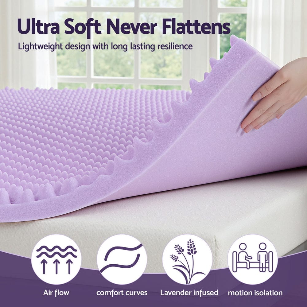Giselle Mattress Topper 5cm Memory Foam Mattress Topper Lavender Infused Egg Crate Pad Mat