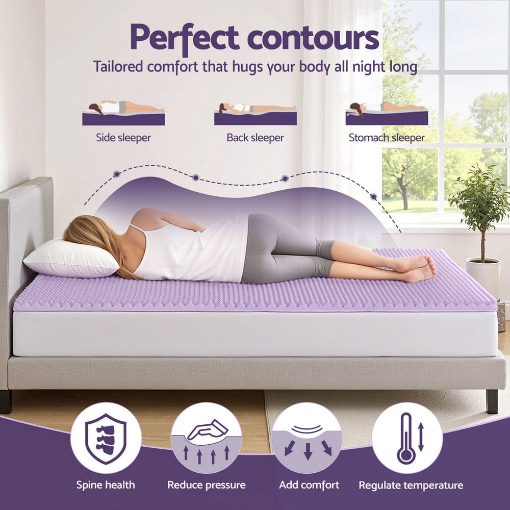 Giselle Mattress Topper 5cm Memory Foam Mattress Topper Lavender Infused Egg Crate Pad Mat