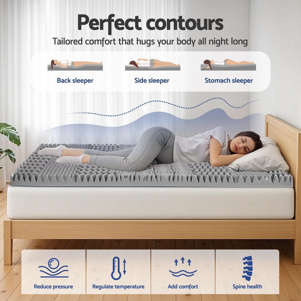 Giselle Mattress Topper 8cm Memory Foam Mattress Topper 7-Zone Graphite