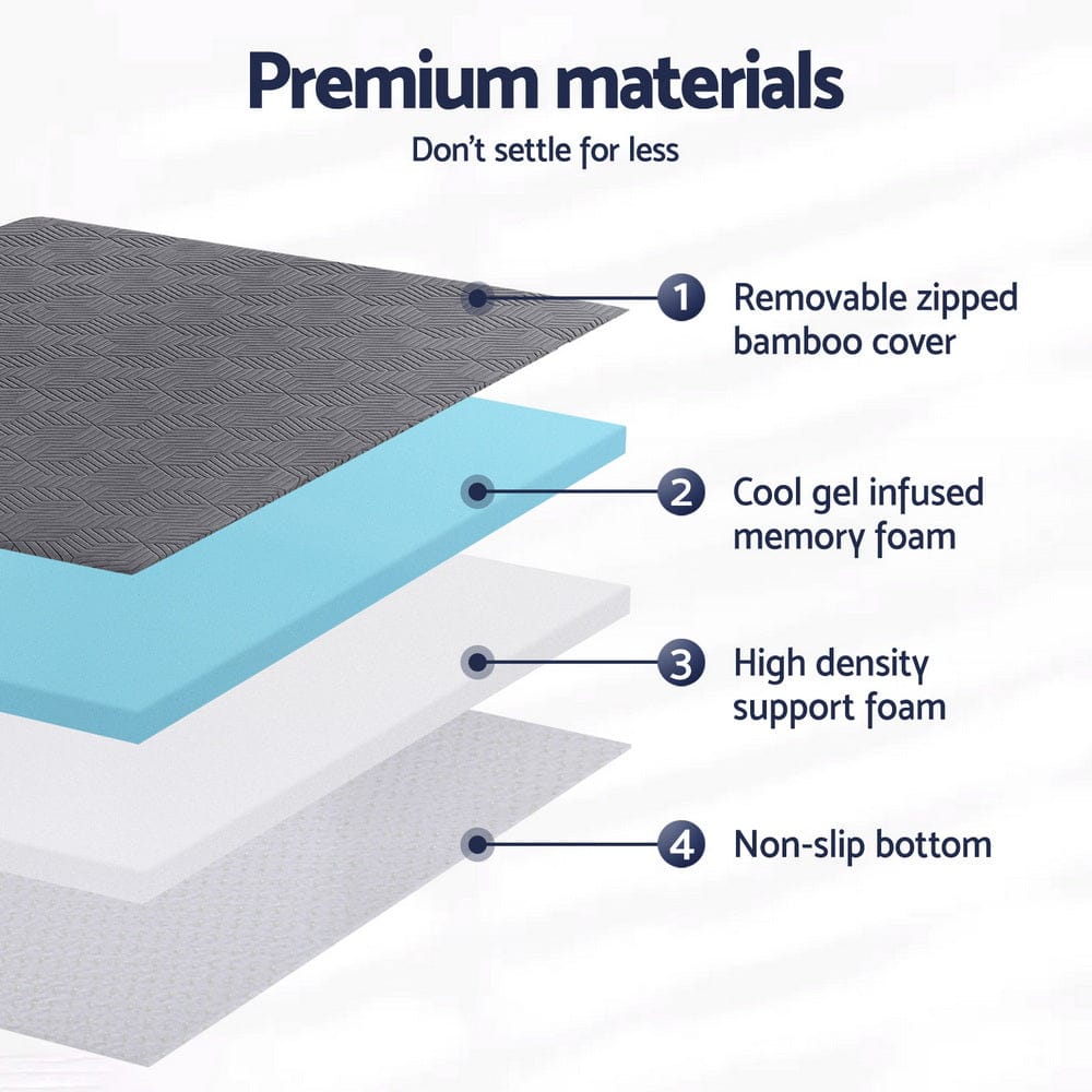Giselle Mattress Topper 8cm Memory Foam Mattress Topper Gel Dual Layer Foam Bamboo