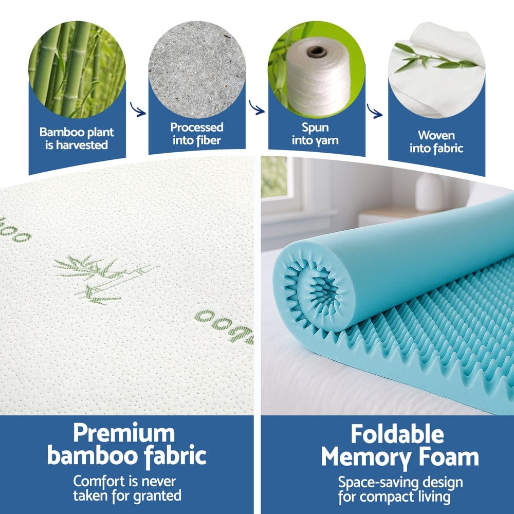Giselle Mattress Topper 8cm Memory Foam Mattress Topper Gel Egg Crate Foam Bamboo