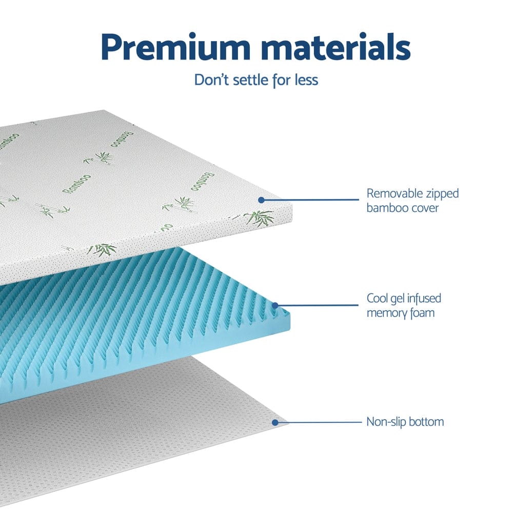 Giselle Mattress Topper 8cm Memory Foam Mattress Topper Gel Egg Crate Foam Bamboo