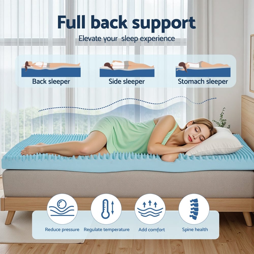 Giselle Mattress Topper 8cm Memory Foam Mattress Topper Gel Egg Crate Foam Bamboo