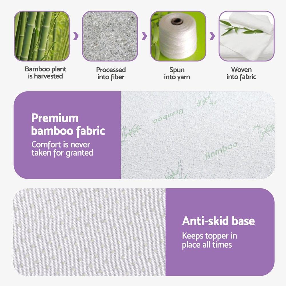 Giselle Mattress Topper 8cm Memory Foam Mattress Topper Lavender Infused Bamboo Cover 7-Zone