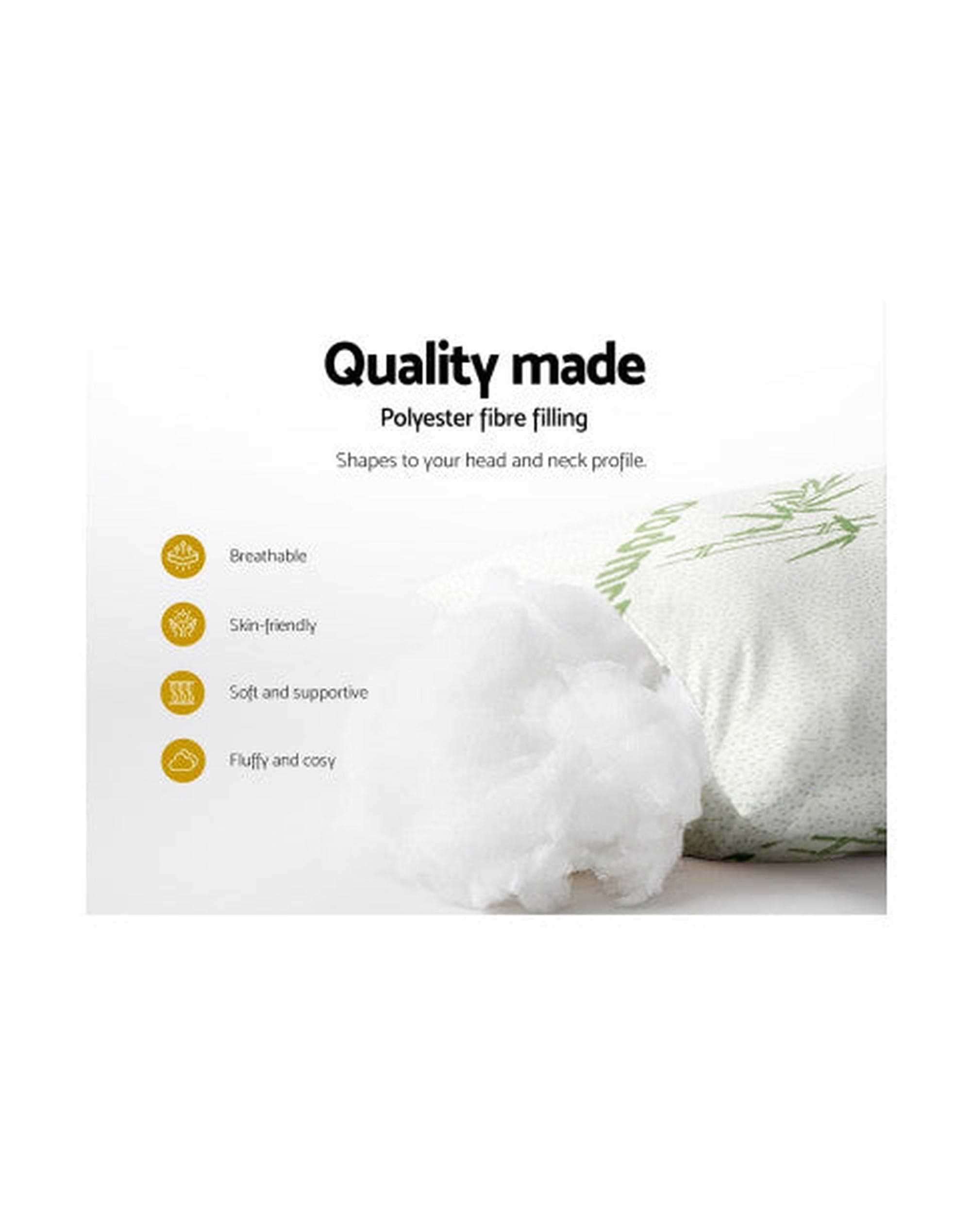 Giselle Pillows/Cushions Bedding 4 Pack Bamboo Pillow Family Hotel