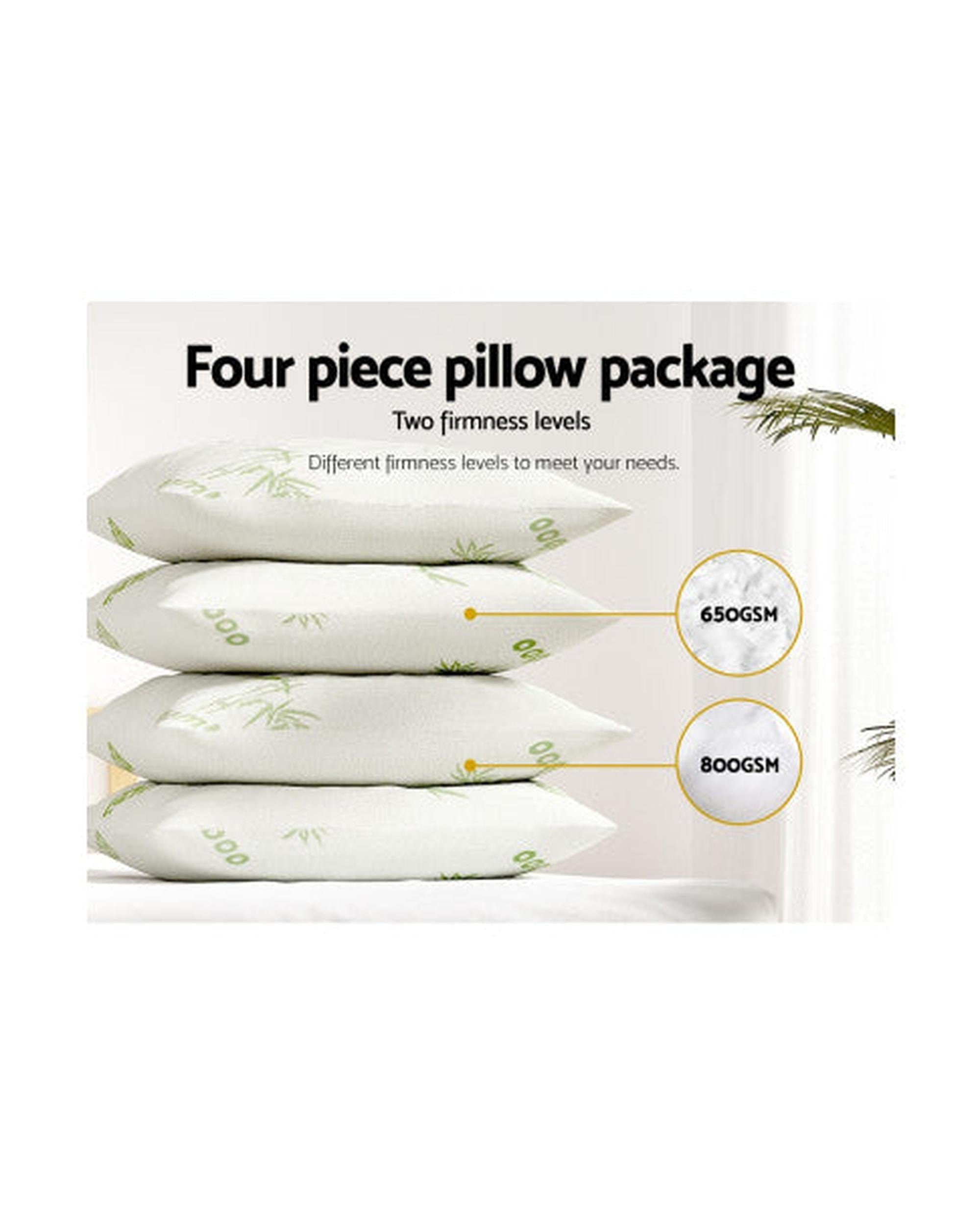 Giselle Pillows/Cushions Bedding 4 Pack Bamboo Pillow Family Hotel