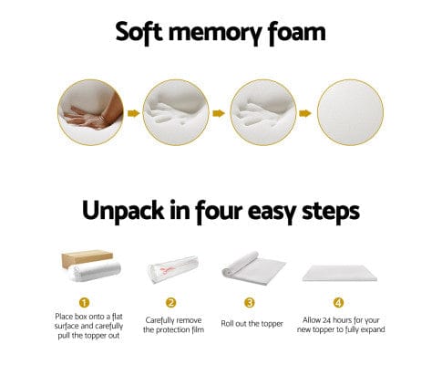 Giselle Mattress Topper Bedding Memory Foam Mattress Topper 7-Zone Airflow Pad 8cm - White