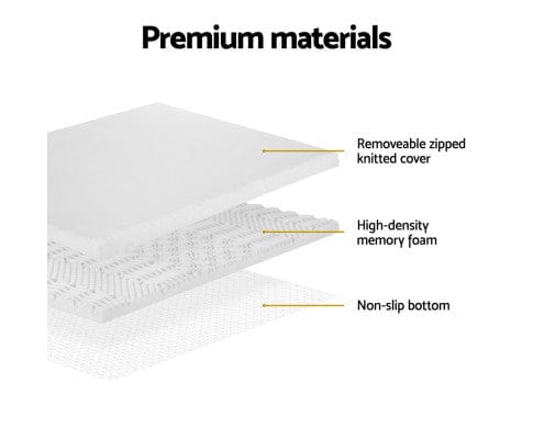 Giselle Mattress Topper Bedding Memory Foam Mattress Topper 7-Zone Airflow Pad 8cm - White