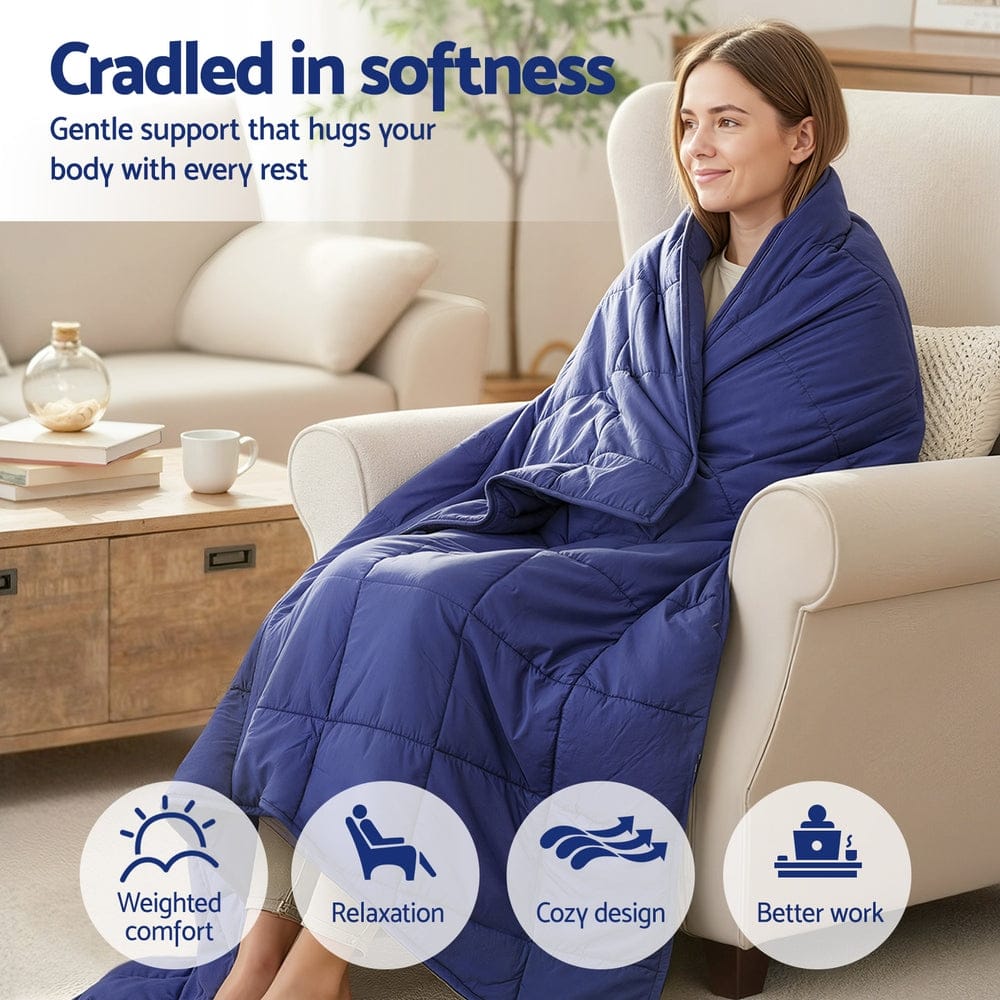 Giselle Weighted Blanket Bedding Weighted Blanket 6.8kg Kids Adults Heavy Gravity Relax Calm Blue
